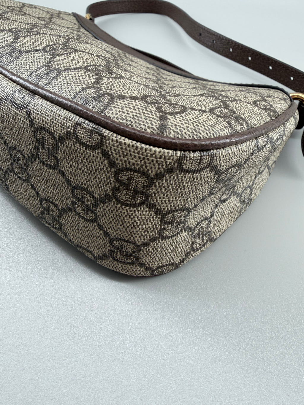 GG Supreme Monogram Textured Dollar Calfskin Small Ophidia Hobo Beige Ebony New Acero