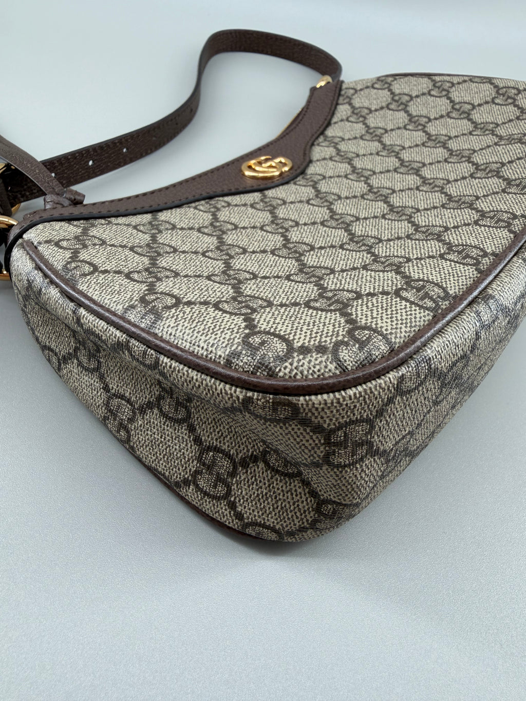 GG Supreme Monogram Textured Dollar Calfskin Small Ophidia Hobo Beige Ebony New Acero