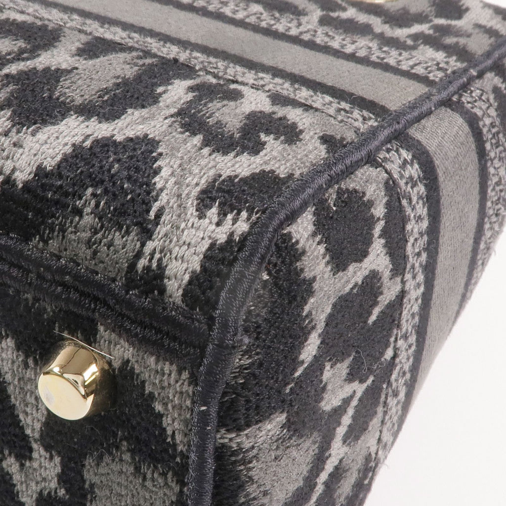 Christian Dior Lady D-Lite Medium Mizza Leopard Embroidered Canvas Bag