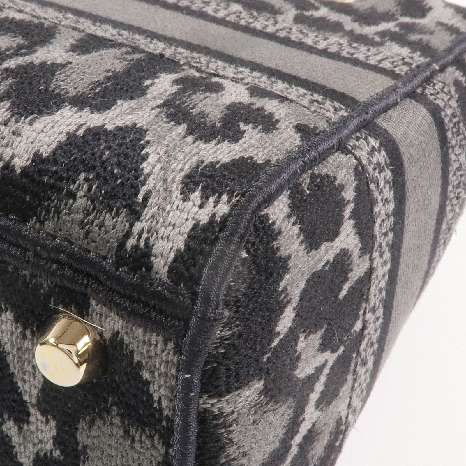 Christian Dior Lady D-Lite Medium Mizza Leopard Embroidered Canvas Bag