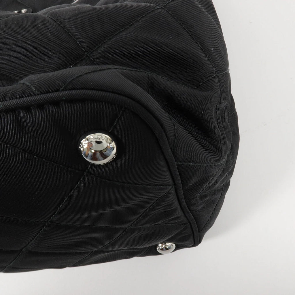 PRADA Quilted Tessuto Tote Bag 2 Way Shoulder Bag Black Nylon
