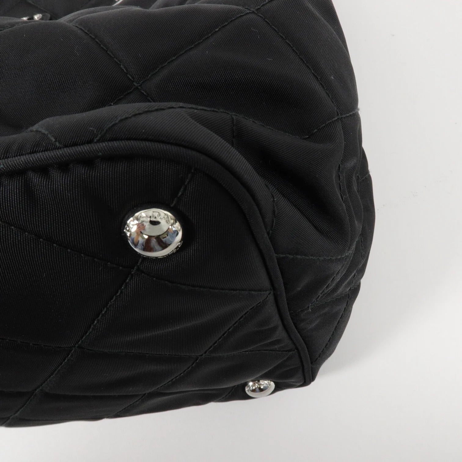 PRADA Quilted Tessuto Tote Bag 2 Way Shoulder Bag Black Nylon