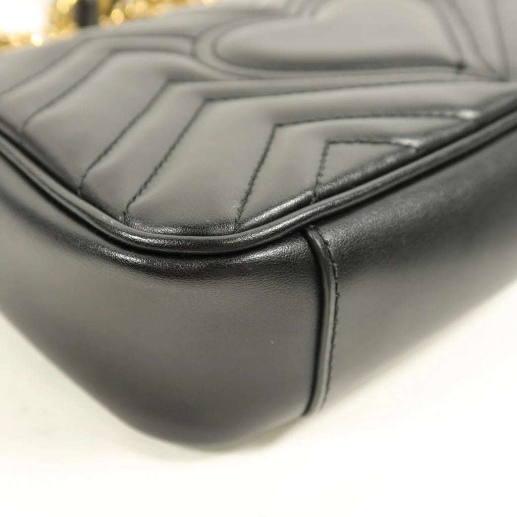 Gucci GG Marmont Small Chain Shoulder Bag Black Calfskin