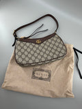 GG Supreme Monogram Textured Dollar Calfskin Small Ophidia Hobo Beige Ebony New Acero
