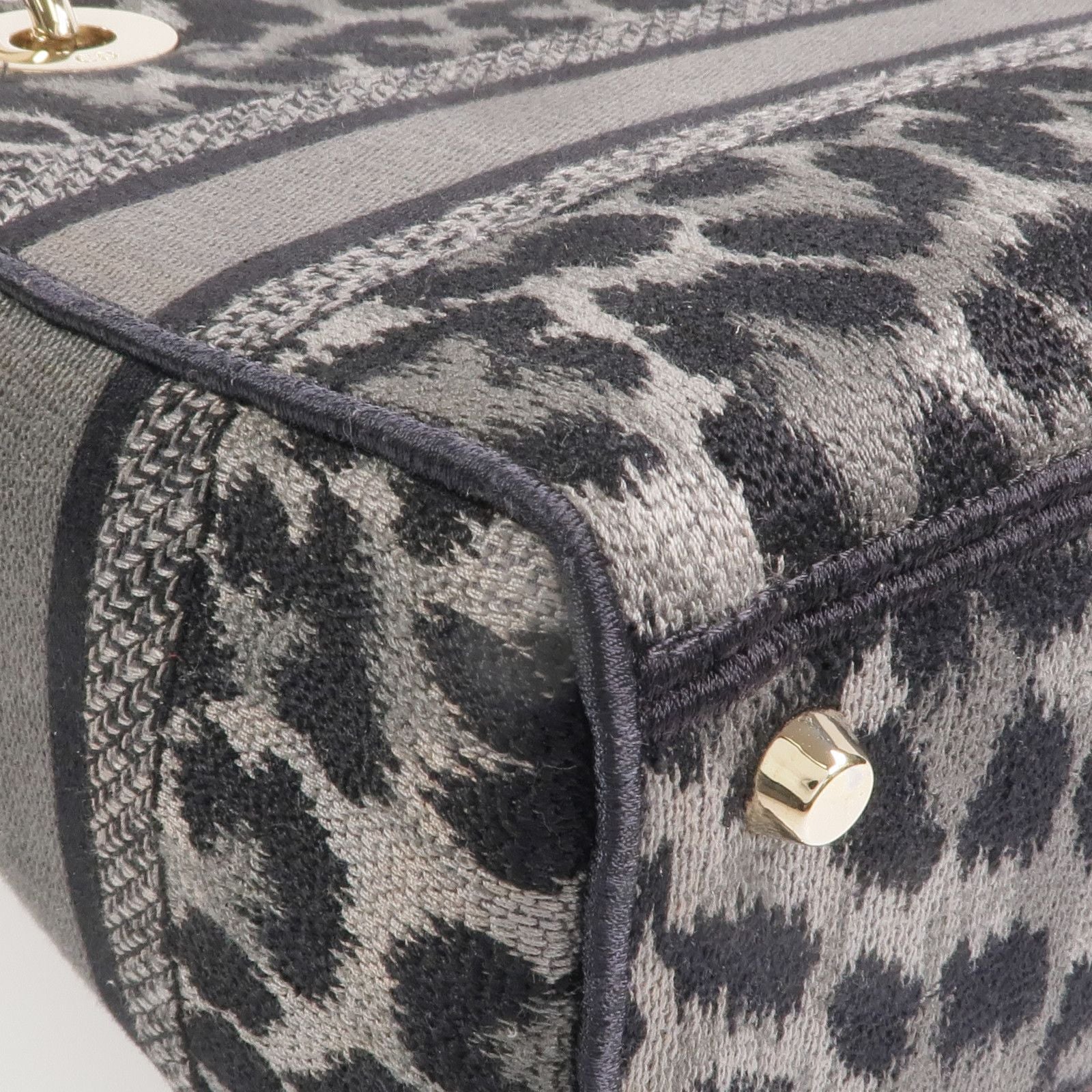 Christian Dior Lady D-Lite Medium Mizza Leopard Embroidered Canvas Bag