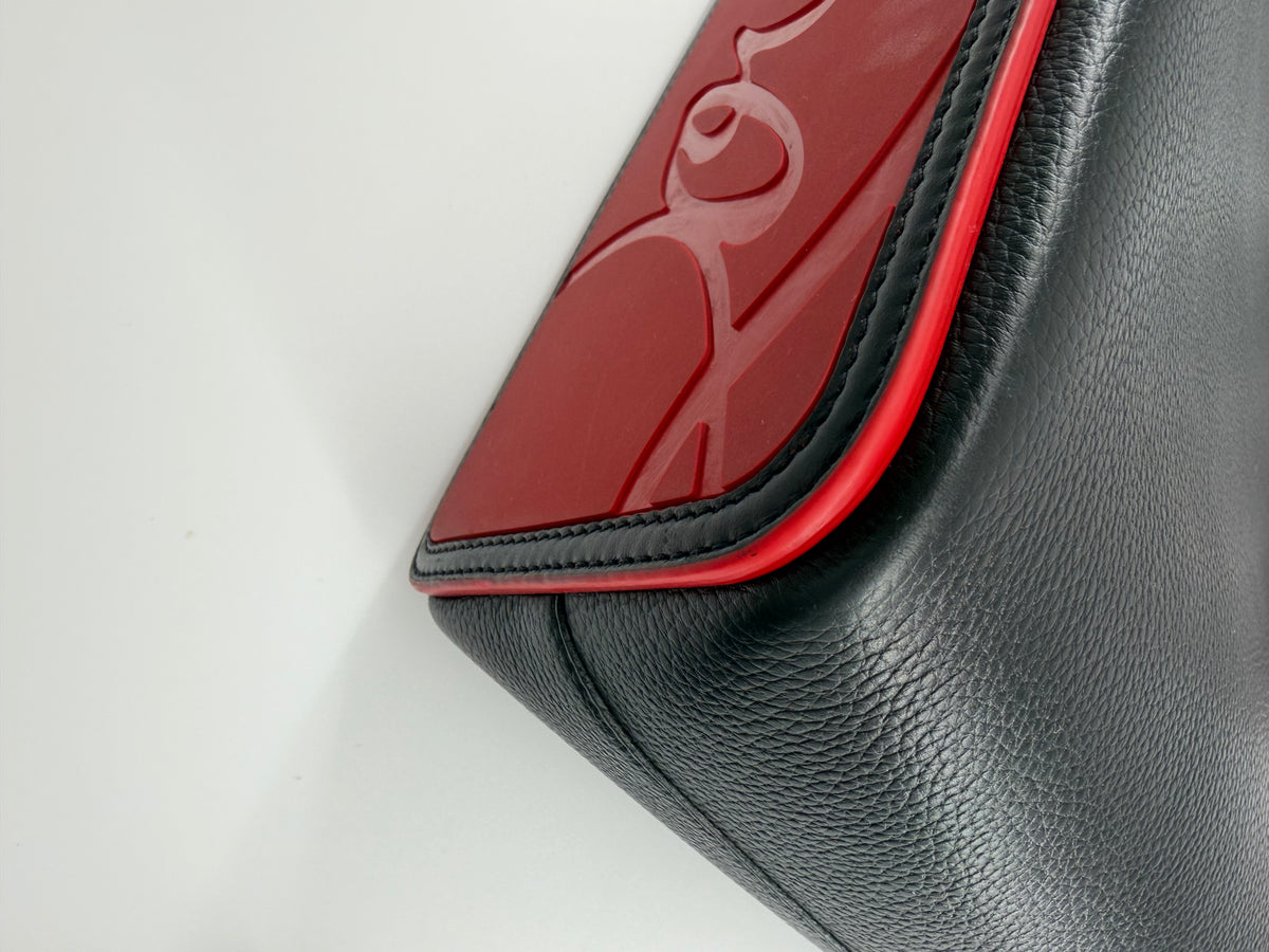 Christian Louboutin Cabata Large Tote Black Calfskin Leather Red Interior