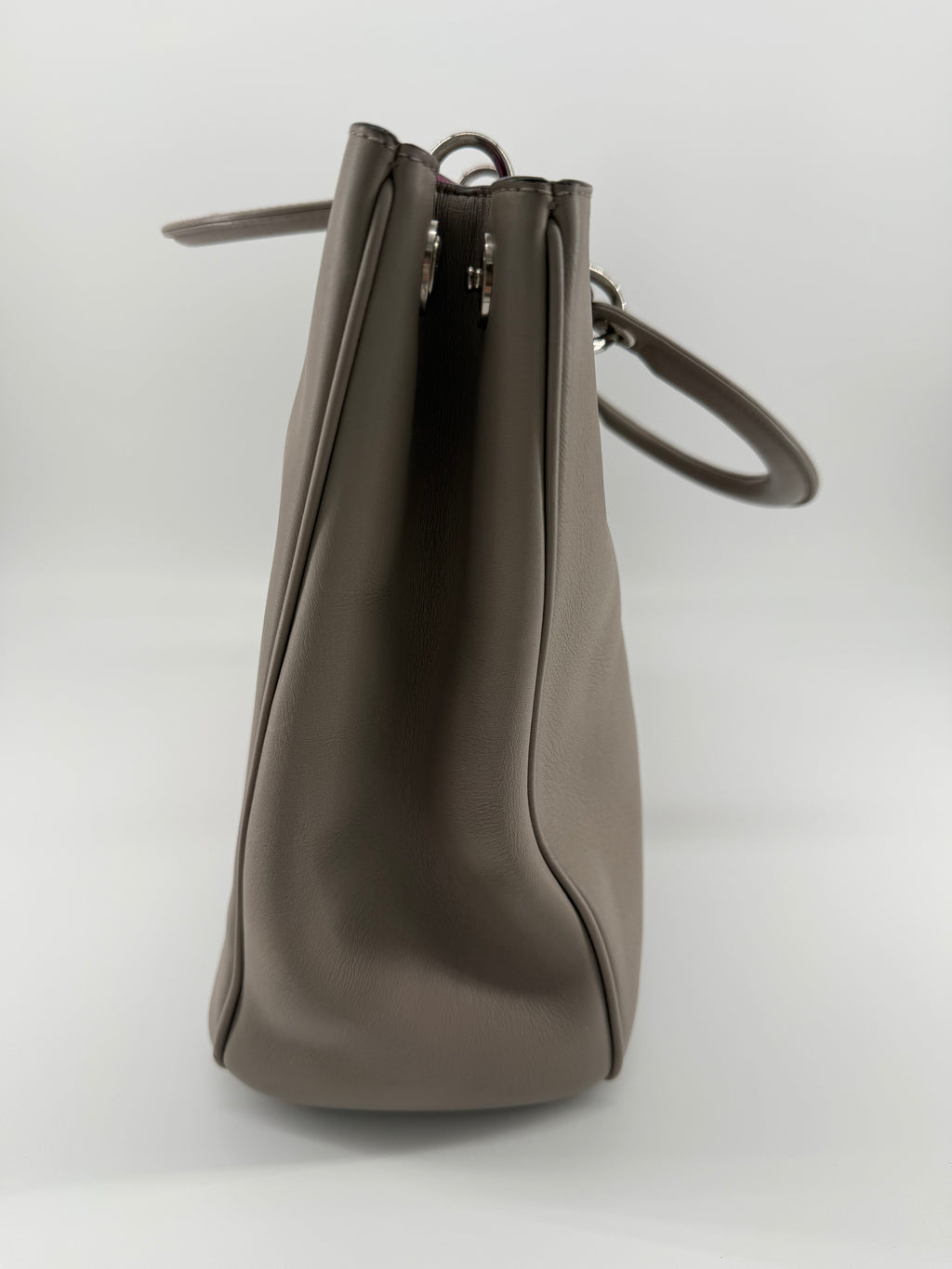 Christian Dior Large Diorissimo Gray Calfskin Tote Bag with Strap & Pouch