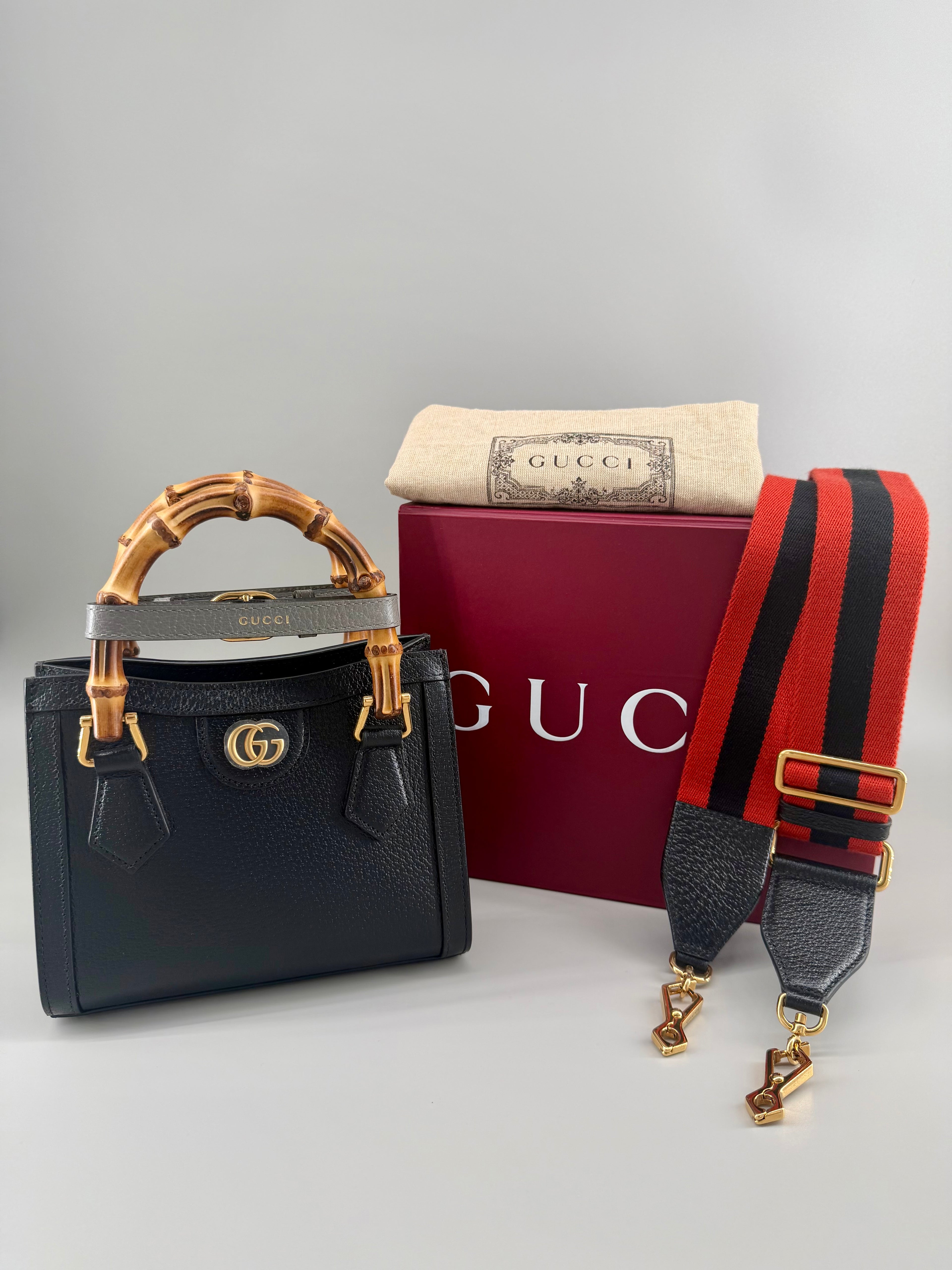 Gucci Diana Mini Bamboo Top Handle Bag – Full Set