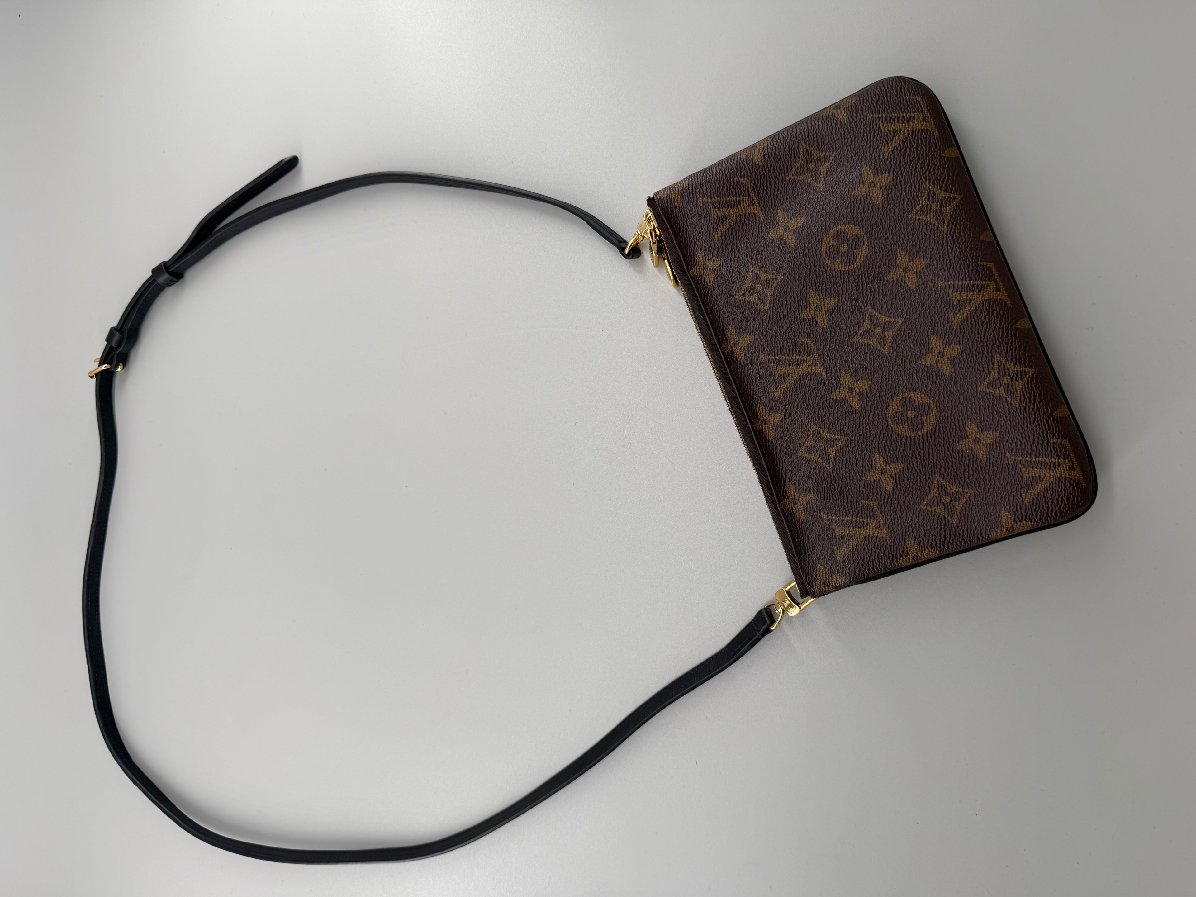 Louis Vuitton Double Zip Pochette Giant Monogram Reverse Canvas Crossbody Bag RFID Full Set w/ Receipt