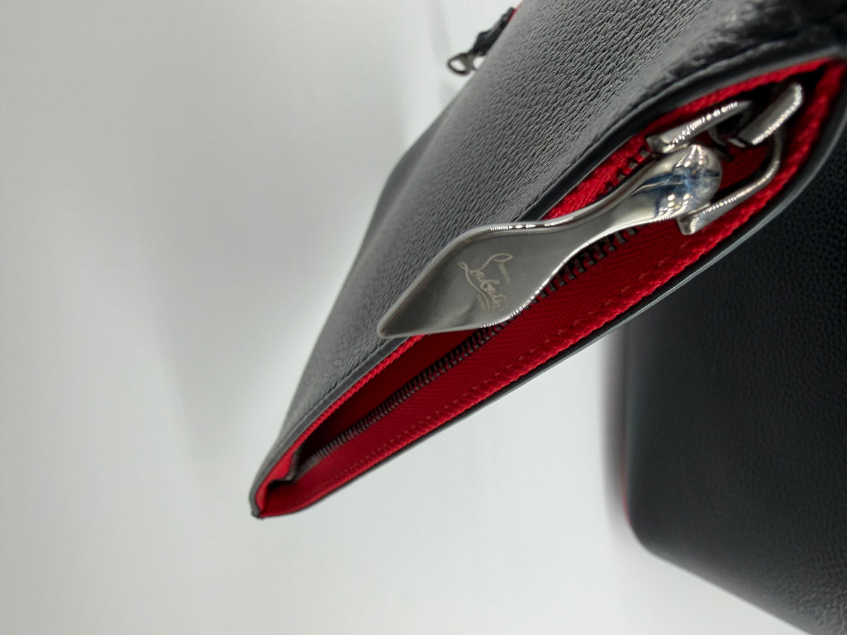Christian Louboutin Cabata Large Tote Black Calfskin Leather Red Interior