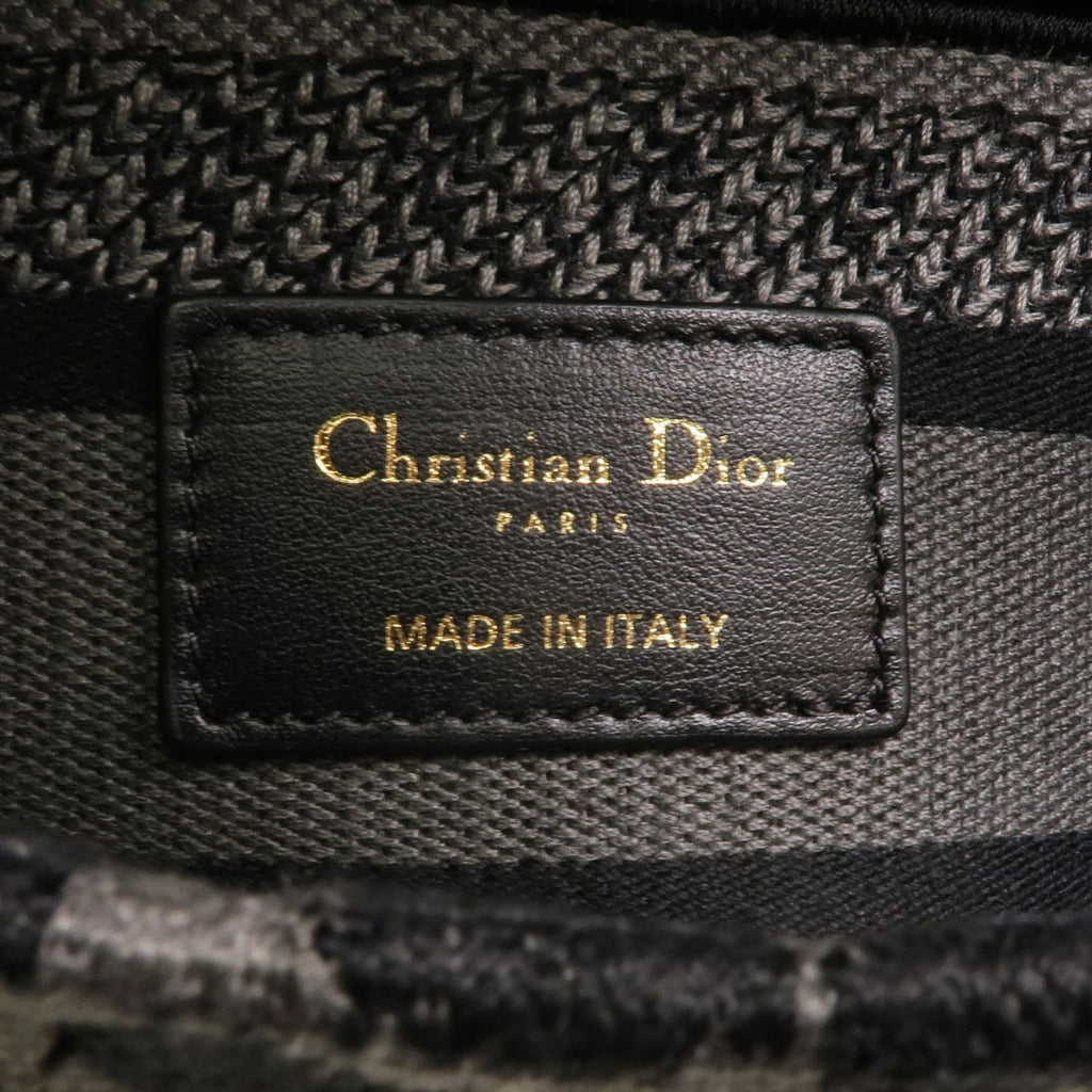Christian Dior Lady D-Lite Medium Mizza Leopard Embroidered Canvas Bag