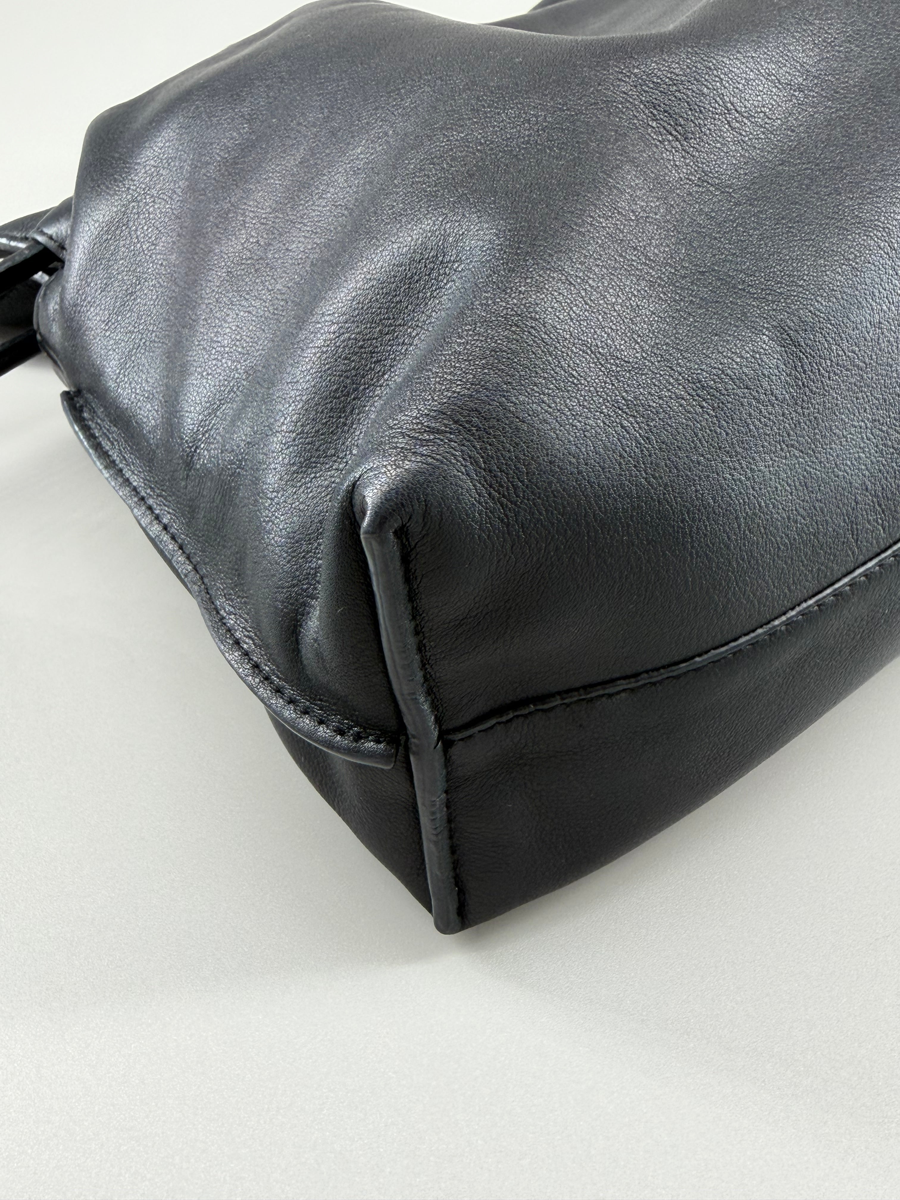 LOEWE Black Leather Flamenco Bag with 2 Way LOEWE Jacquard Strap and Leather