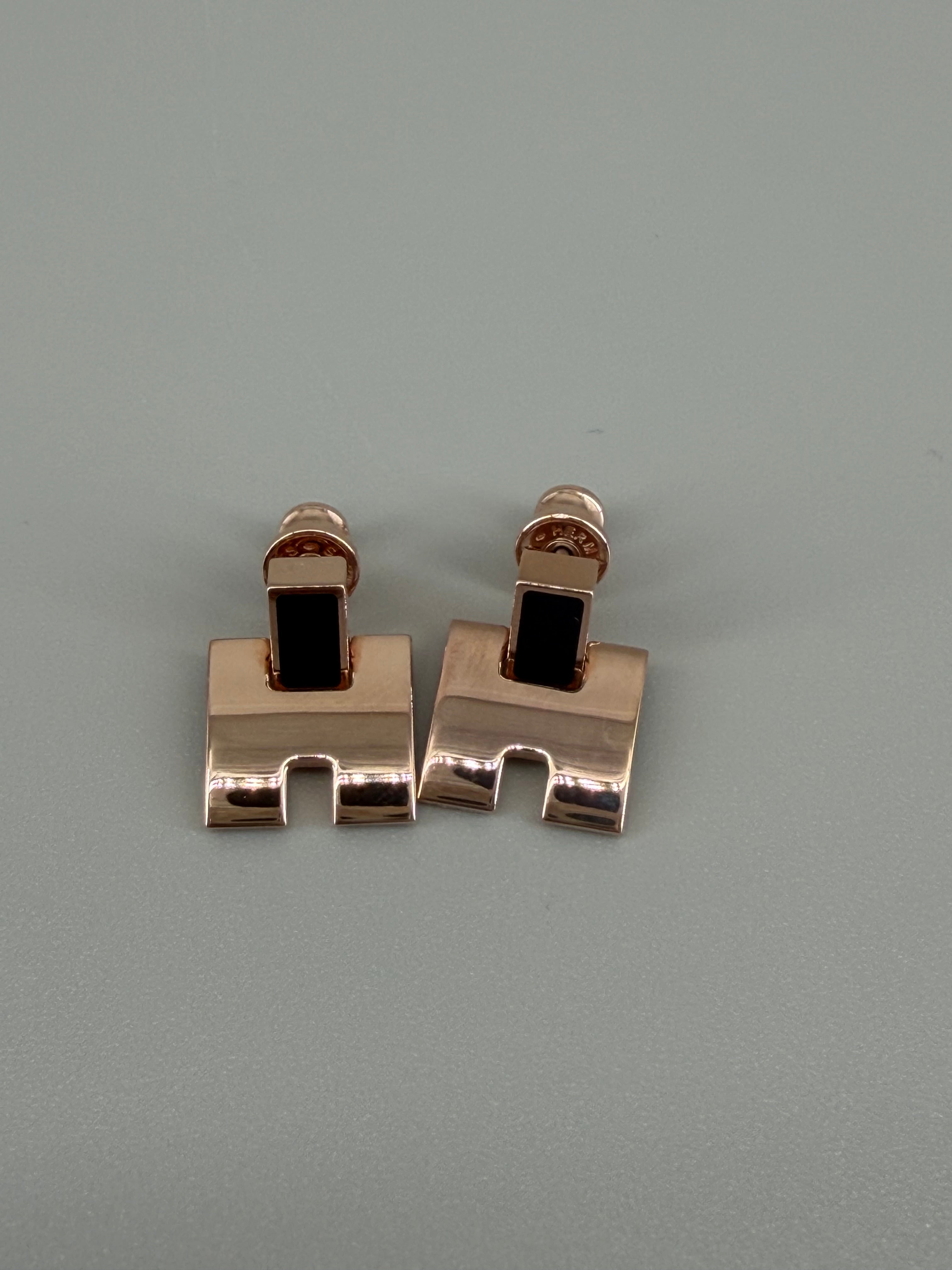 Hermès Eileen Earrings Black Enamel Palladium Plated Hardware