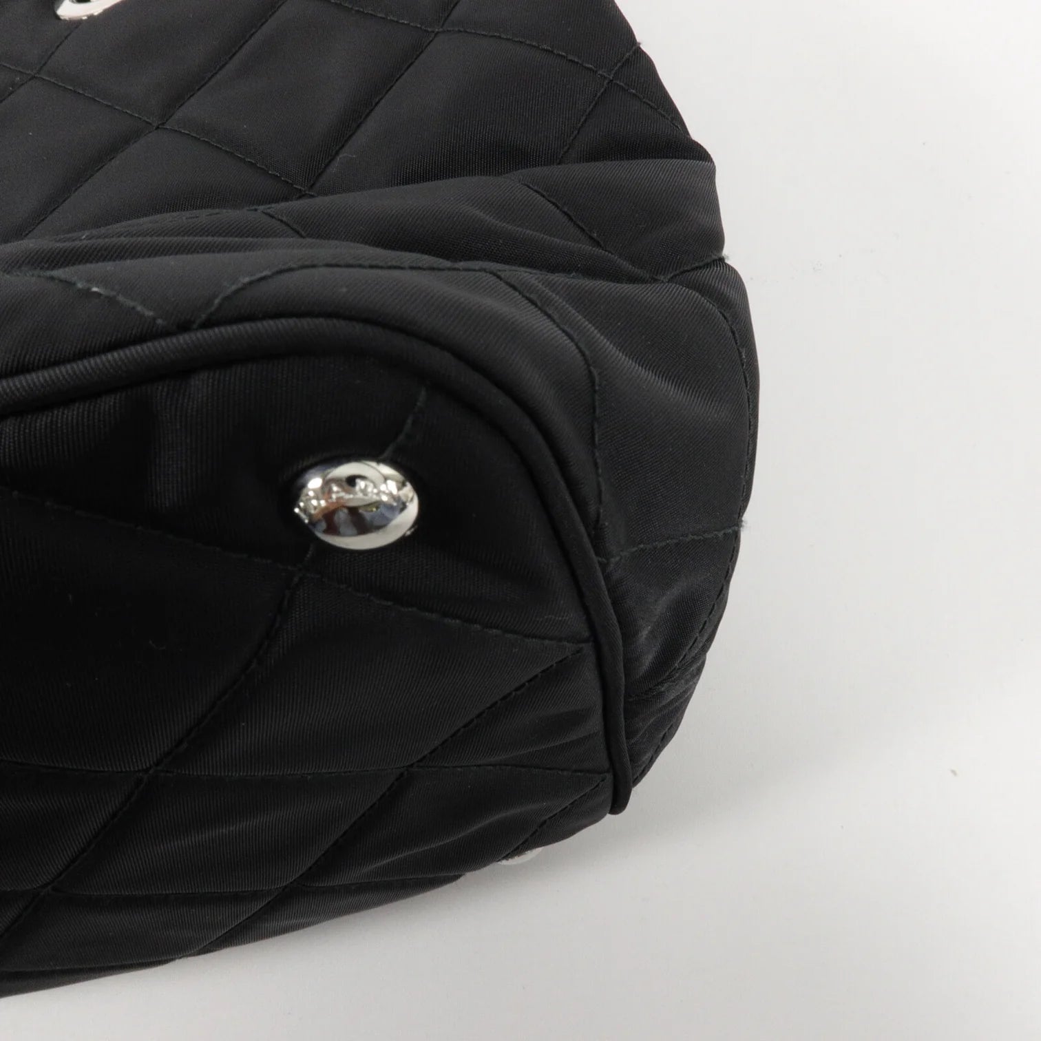 PRADA Quilted Tessuto Tote Bag 2 Way Shoulder Bag Black Nylon