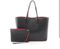 Christian Louboutin Cabata Large Tote Black Calfskin Leather Red Interior
