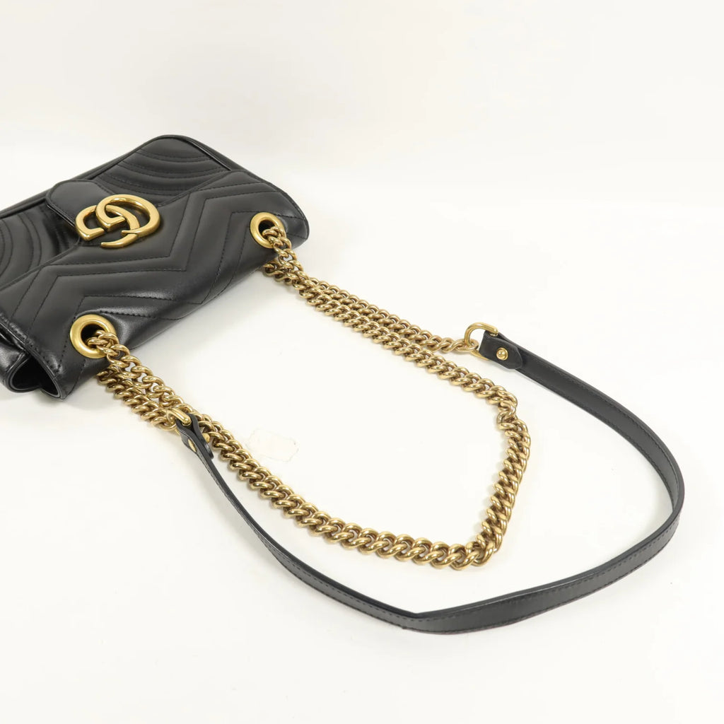 Gucci GG Marmont Small Chain Shoulder Bag Black Calfskin