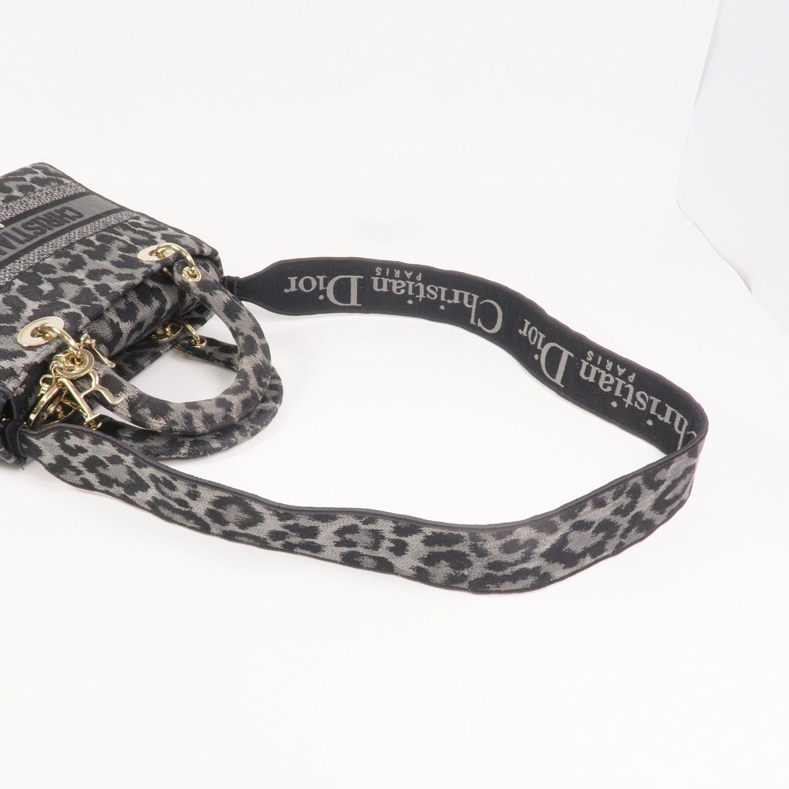 Christian Dior Lady D-Lite Medium Mizza Leopard Embroidered Canvas Bag