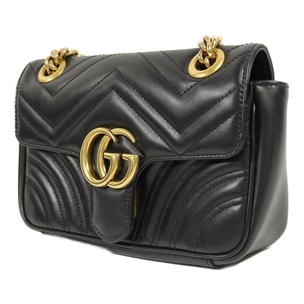 Gucci GG Marmont Small Chain Shoulder Bag Black Calfskin