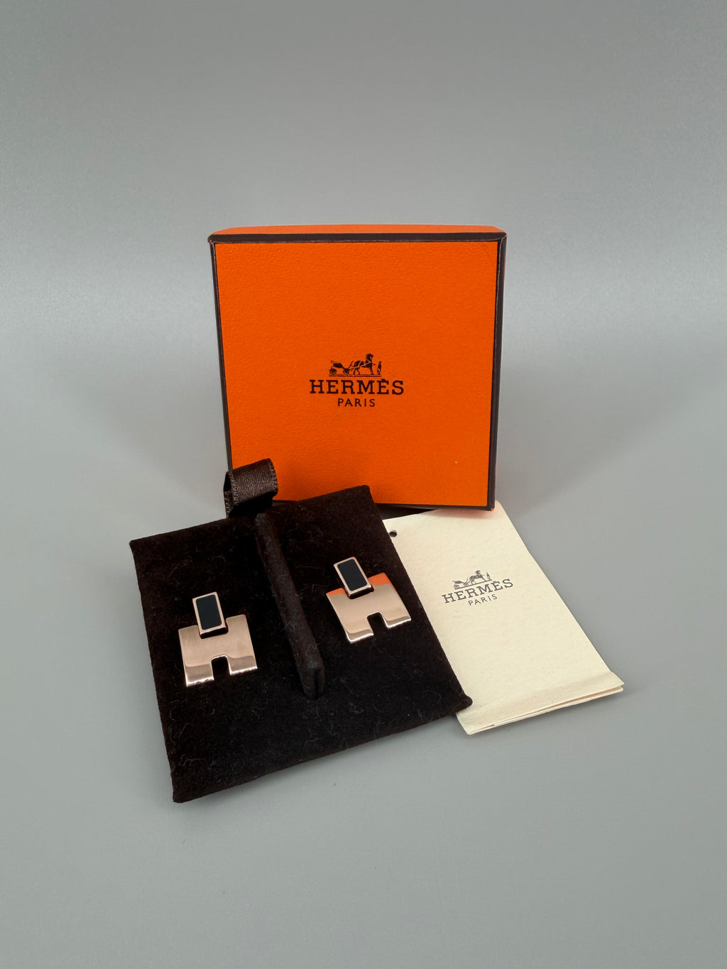 Hermès Eileen Earrings Black Enamel Palladium Plated Hardware