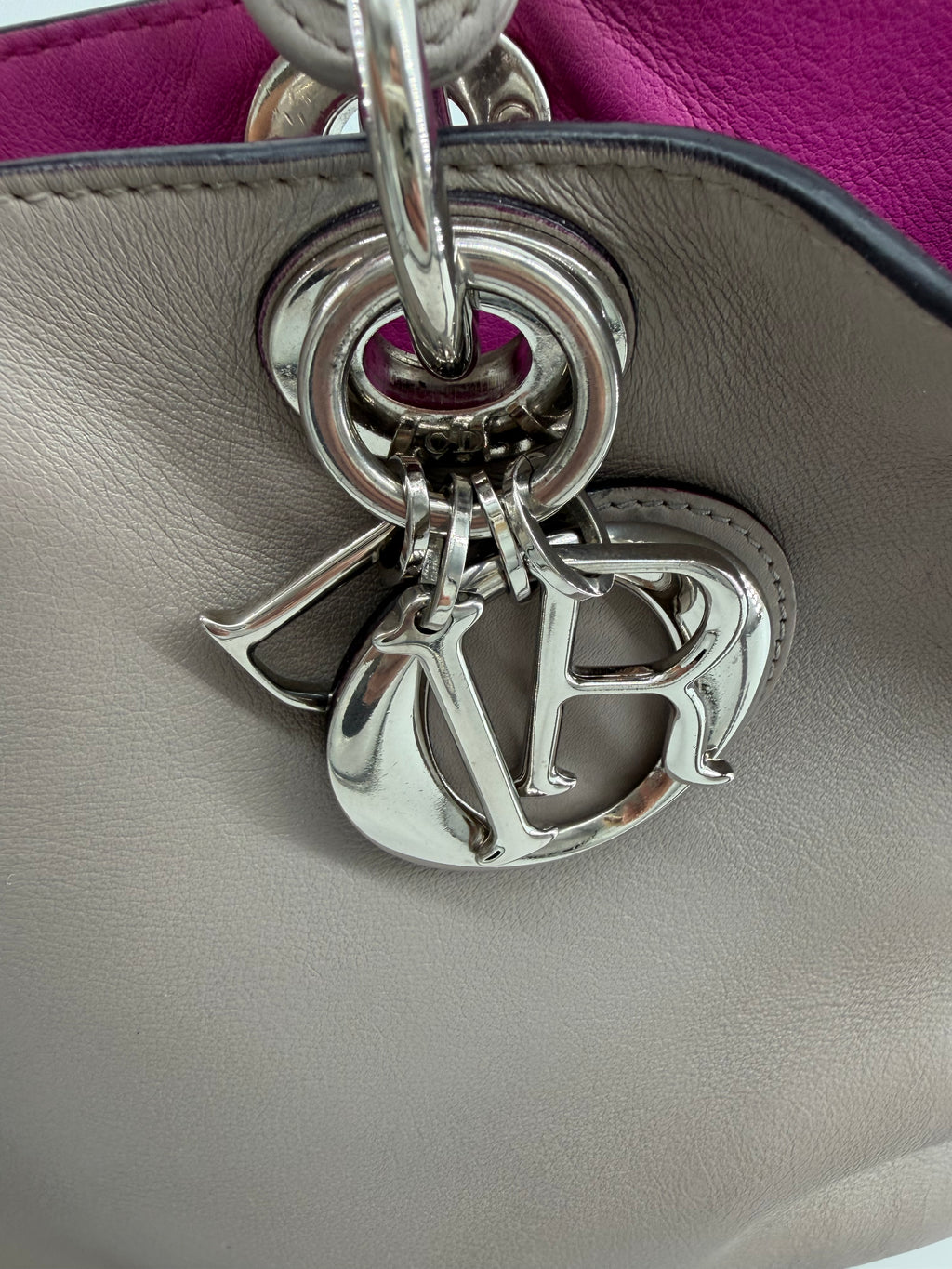 Christian Dior Large Diorissimo Gray Calfskin Tote Bag with Strap & Pouch