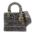 Christian Dior Lady D-Lite Medium Mizza Leopard Embroidered Canvas Bag