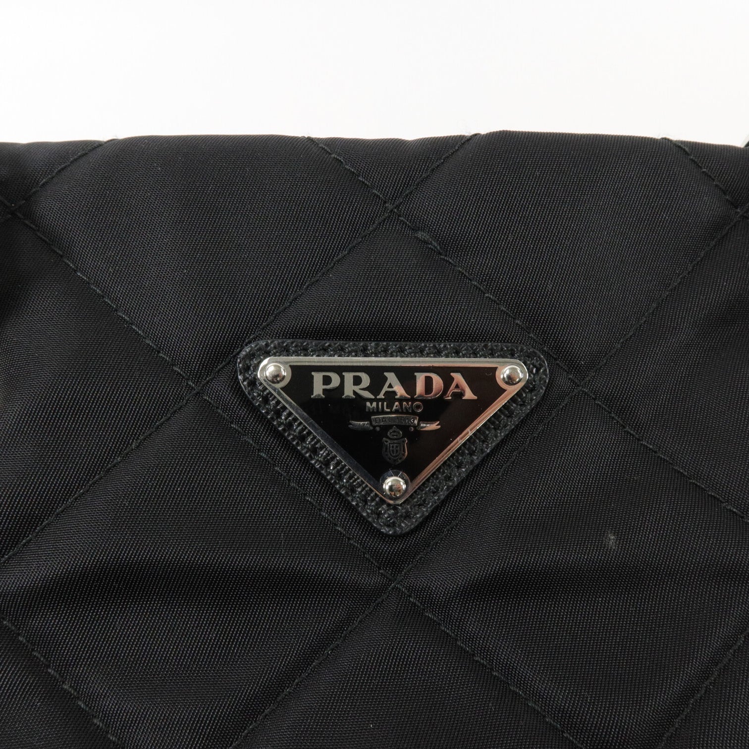 PRADA Quilted Tessuto Tote Bag 2 Way Shoulder Bag Black Nylon