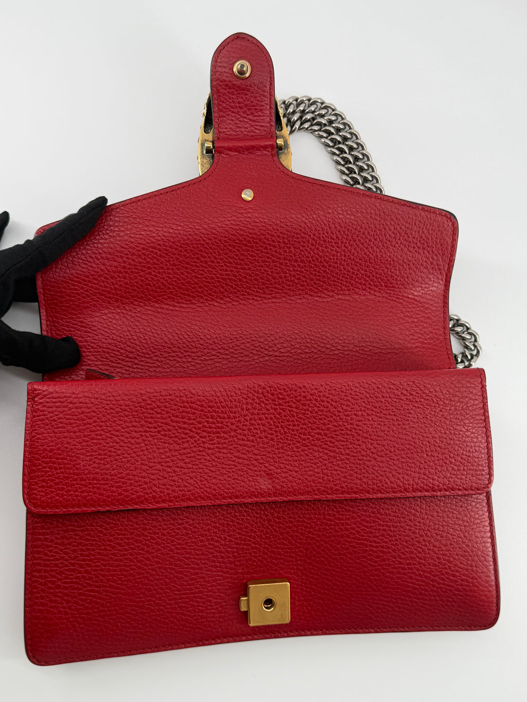 Gucci Dionysus Medium Red Leather Crystal Tiger Head Shoulder Bag