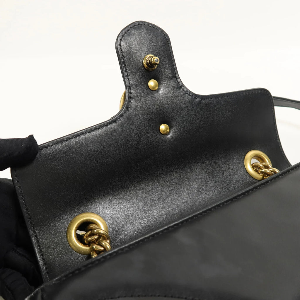 Gucci GG Marmont Small Chain Shoulder Bag Black Calfskin