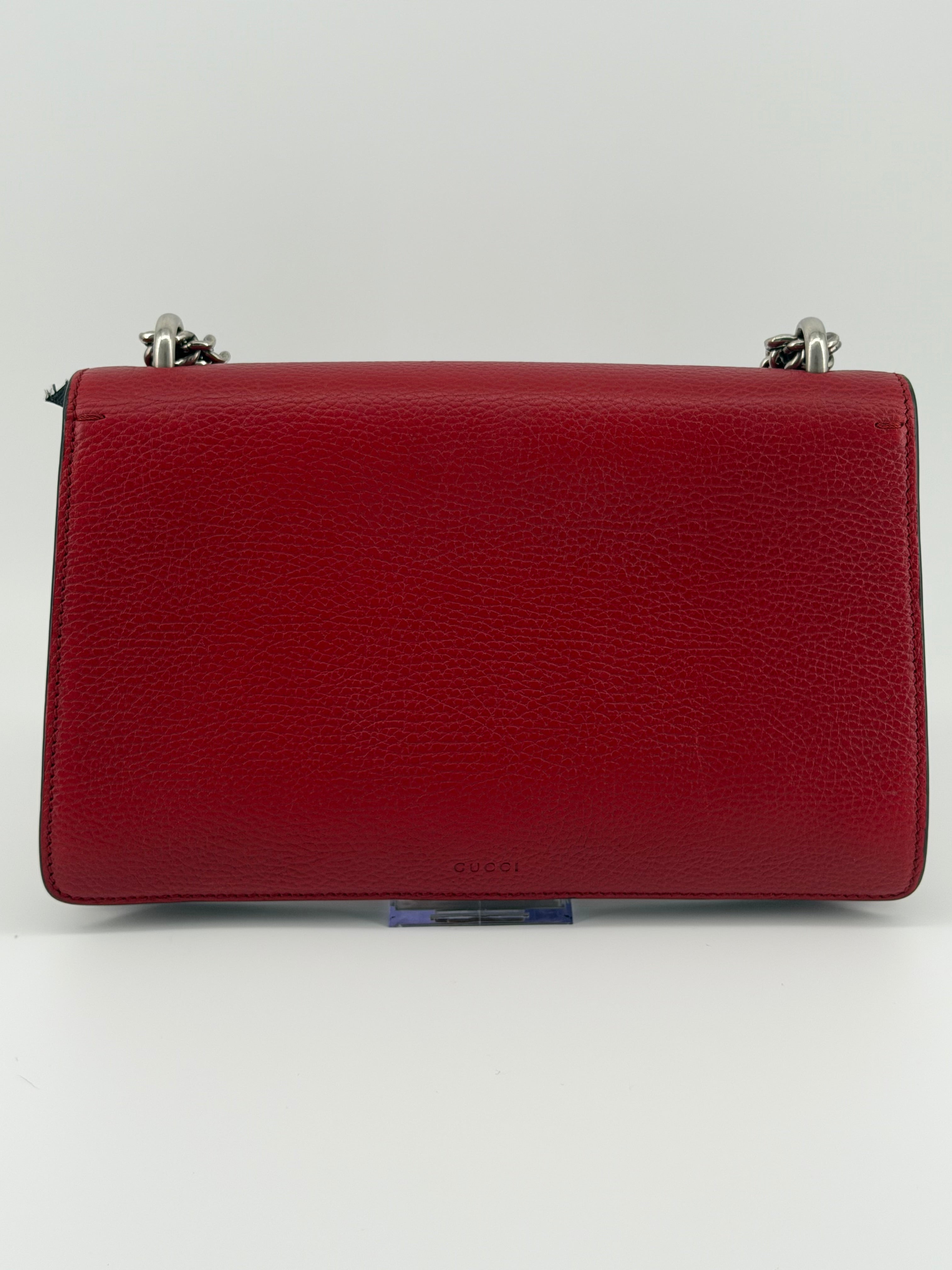 Gucci Dionysus Medium Red Leather Crystal Tiger Head Shoulder Bag