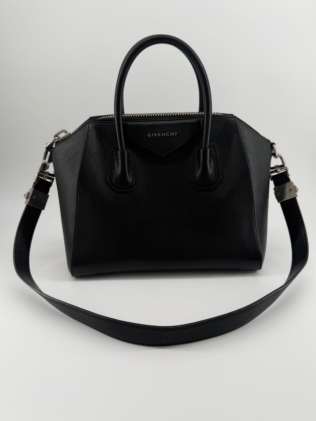 Givenchy Antigona Small Black Grained Leather Satchel Crossbody Bag