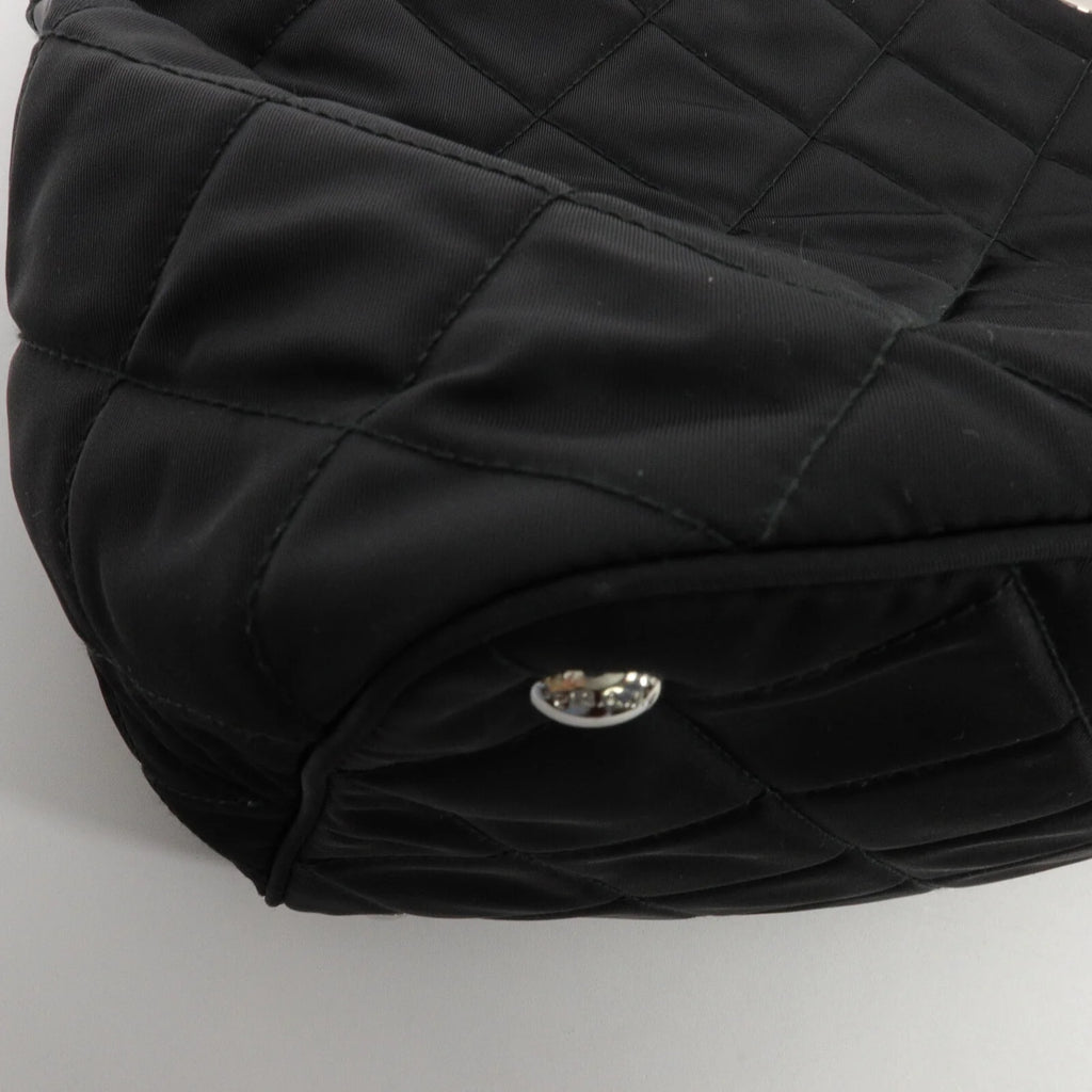 PRADA Quilted Tessuto Tote Bag 2 Way Shoulder Bag Black Nylon