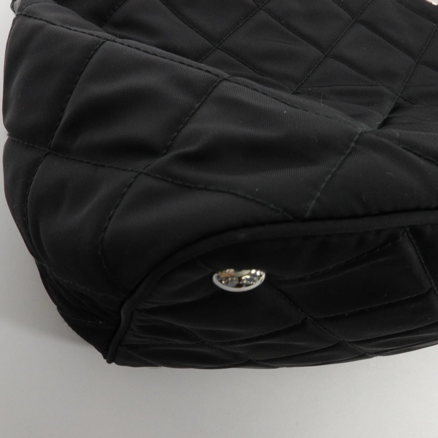 PRADA Quilted Tessuto Tote Bag 2 Way Shoulder Bag Black Nylon