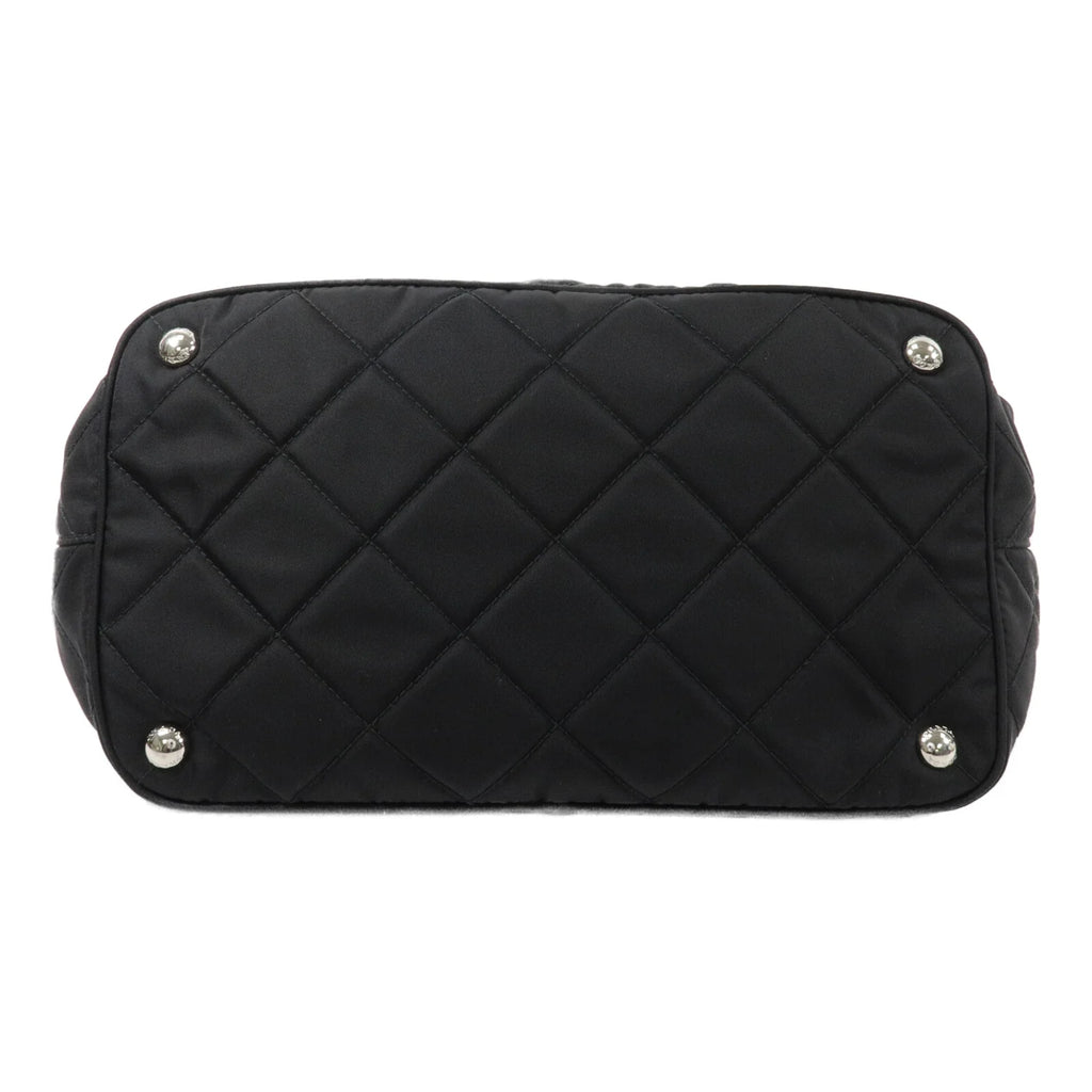 PRADA Quilted Tessuto Tote Bag 2 Way Shoulder Bag Black Nylon