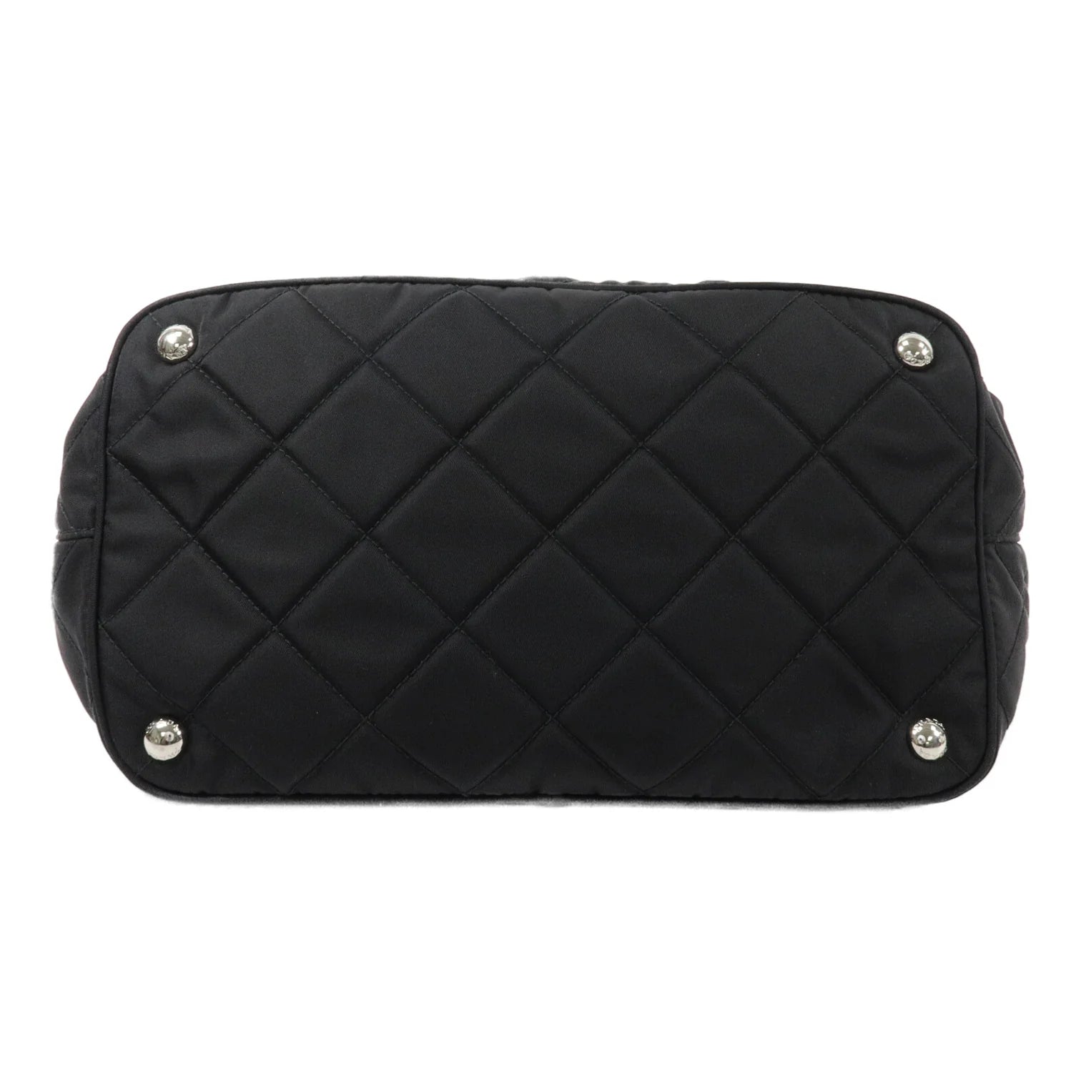 PRADA Quilted Tessuto Tote Bag 2 Way Shoulder Bag Black Nylon