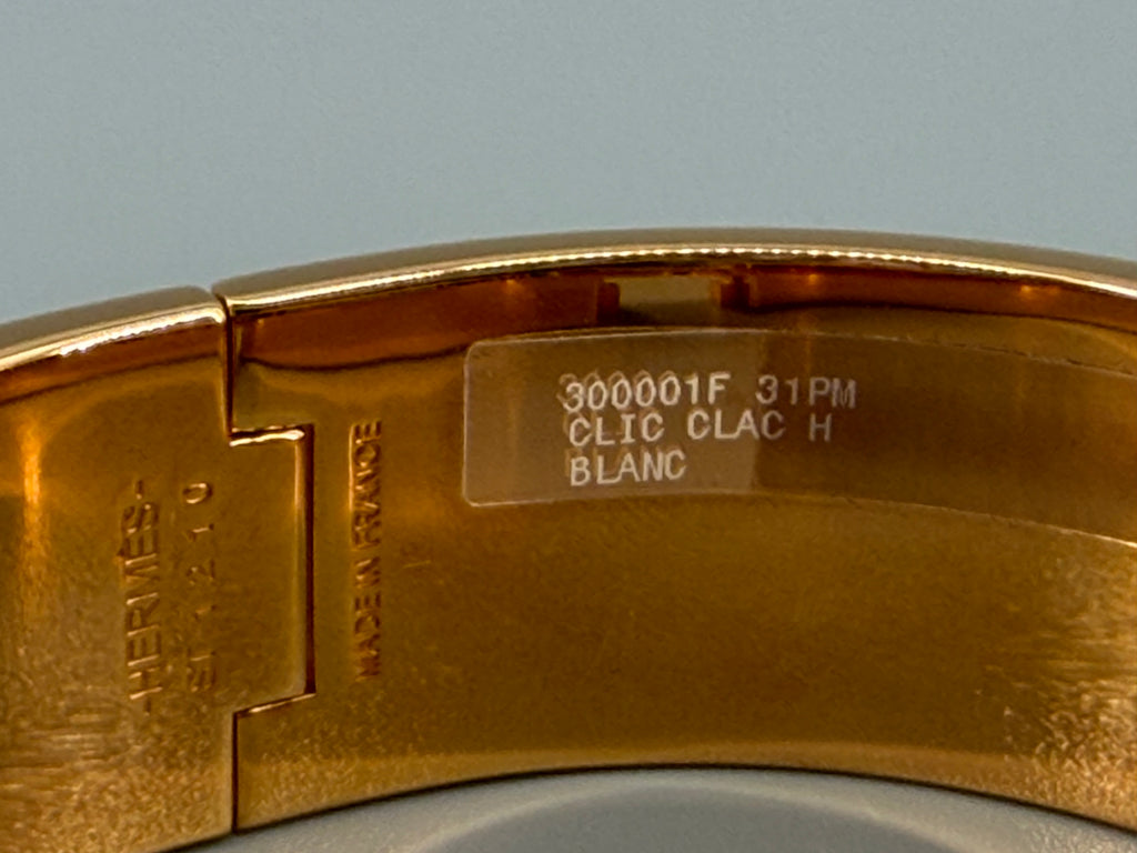 Hermès Clic Clac H PM Bracelet – White Enamel & Gold | New & Unused