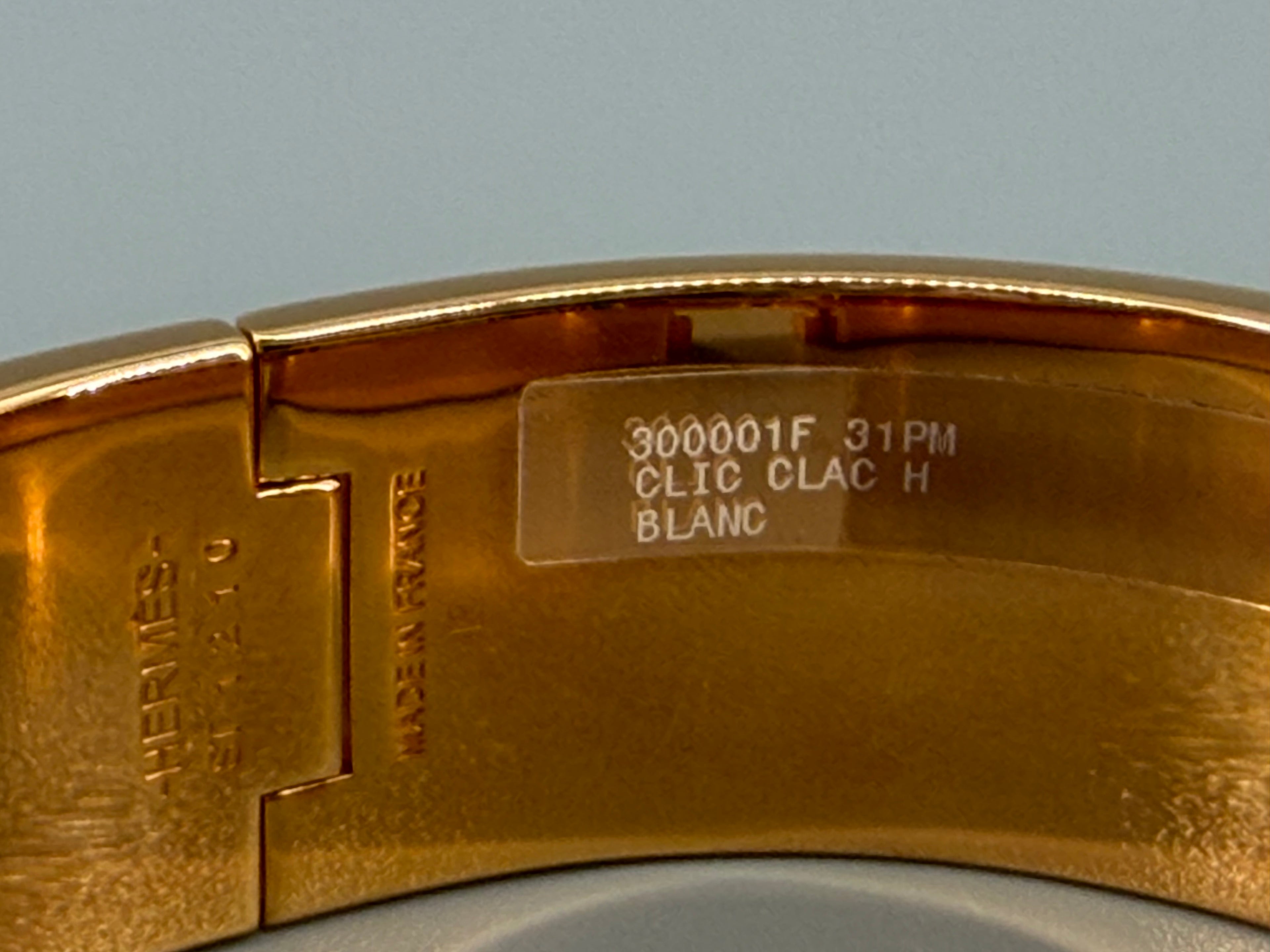 Hermès Clic Clac H PM Bracelet – White Enamel & Gold | New & Unused
