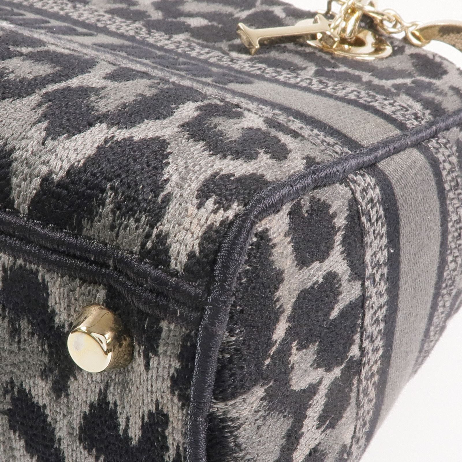 Christian Dior Lady D-Lite Medium Mizza Leopard Embroidered Canvas Bag