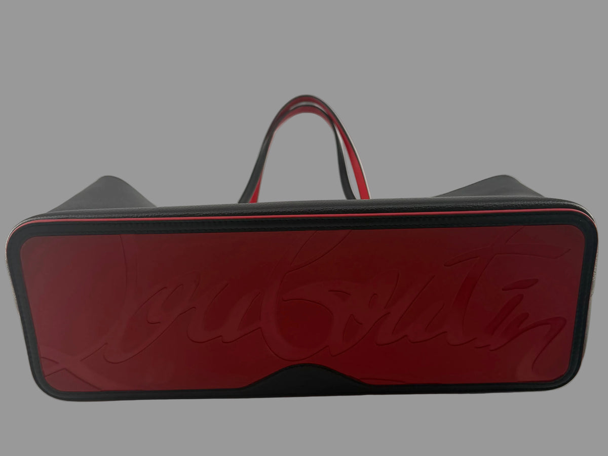 Christian Louboutin Cabata Large Tote Black Calfskin Leather Red Interior