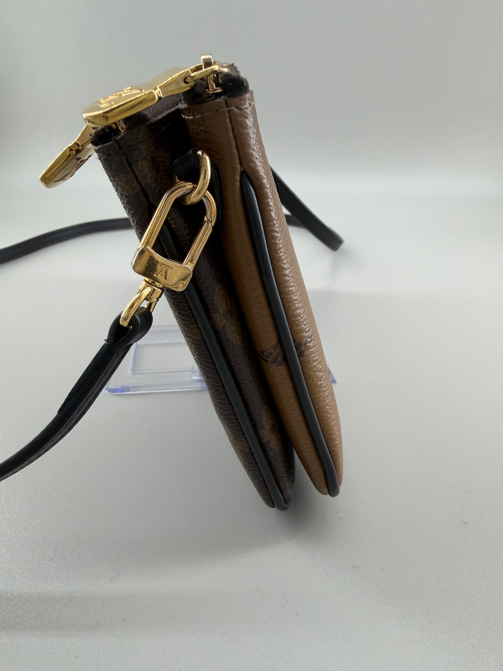 Louis Vuitton Double Zip Pochette Giant Monogram Reverse Canvas Crossbody Bag RFID Full Set w/ Receipt