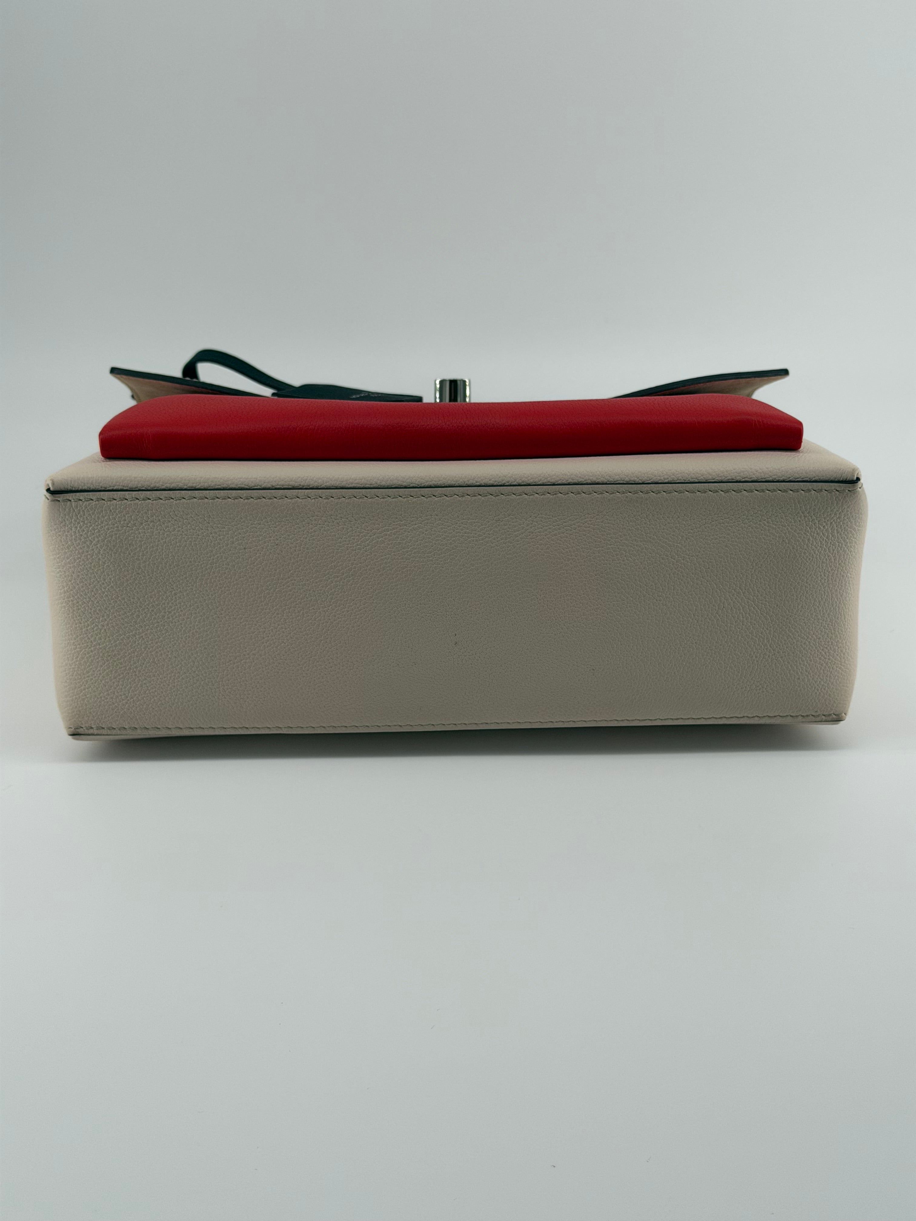 Louis Vuitton Lockme Top Handle Taurillon Leather Shoulder Bag | Crème & Coquelicot Red | 2020