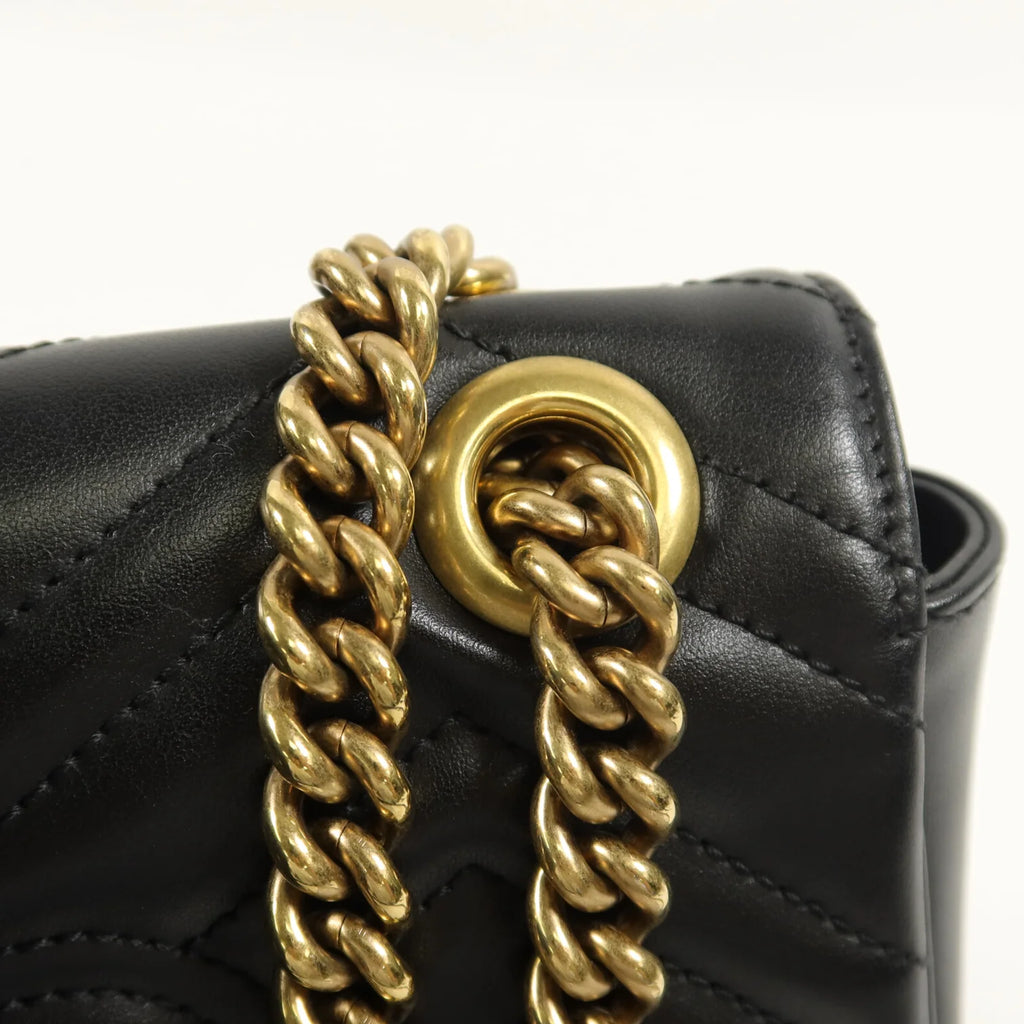 Gucci GG Marmont Small Chain Shoulder Bag Black Calfskin