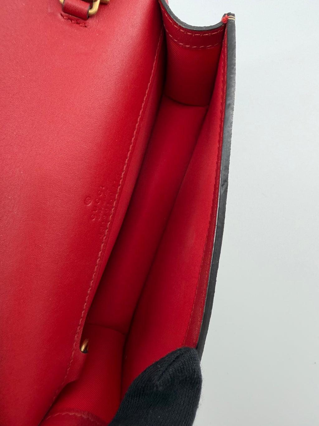 Gucci GG Supreme Cherry Crystal Mini Chain Wallet Crossbody Bag Red