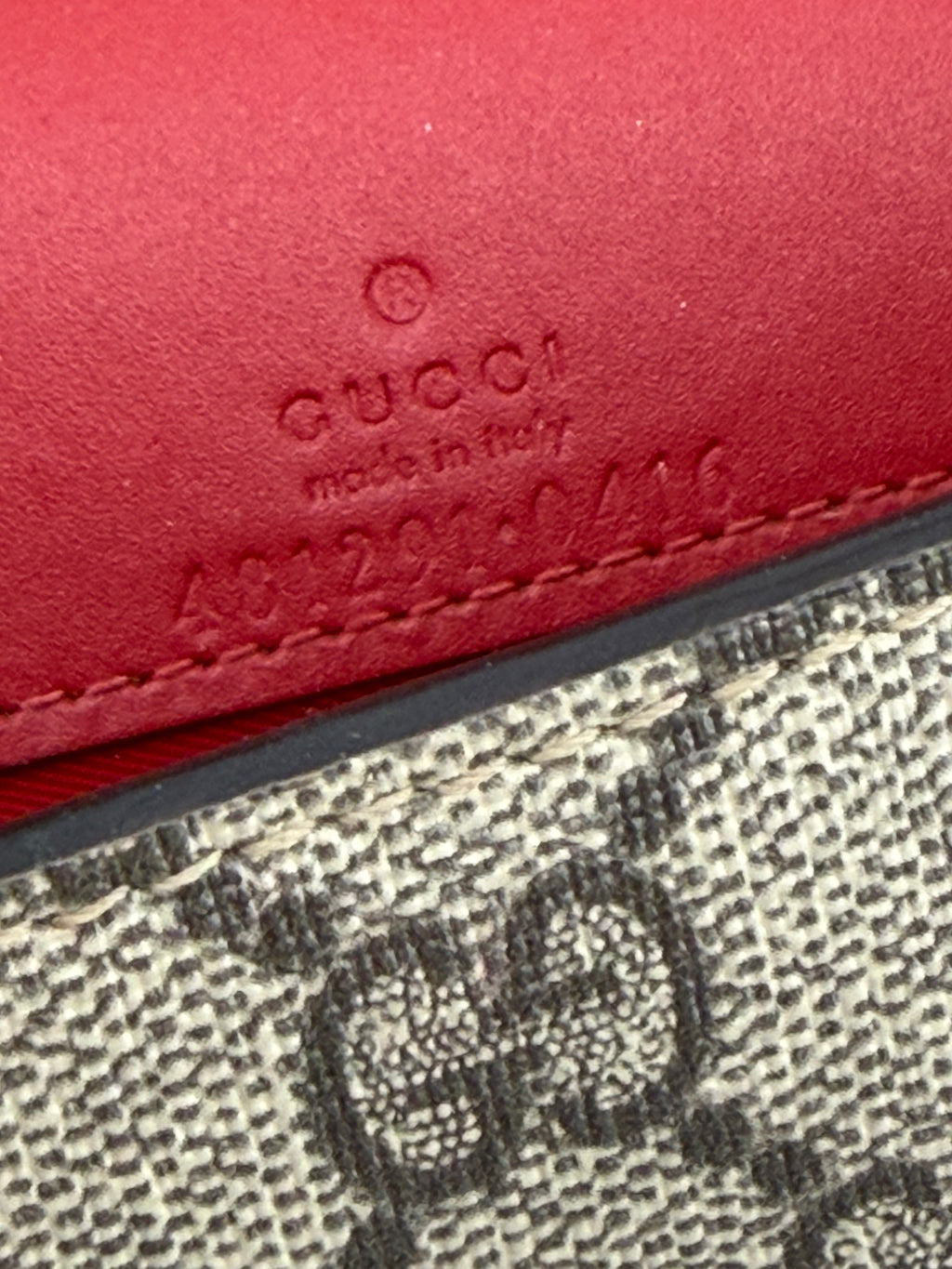 Gucci GG Supreme Cherry Crystal Mini Chain Wallet Crossbody Bag Red