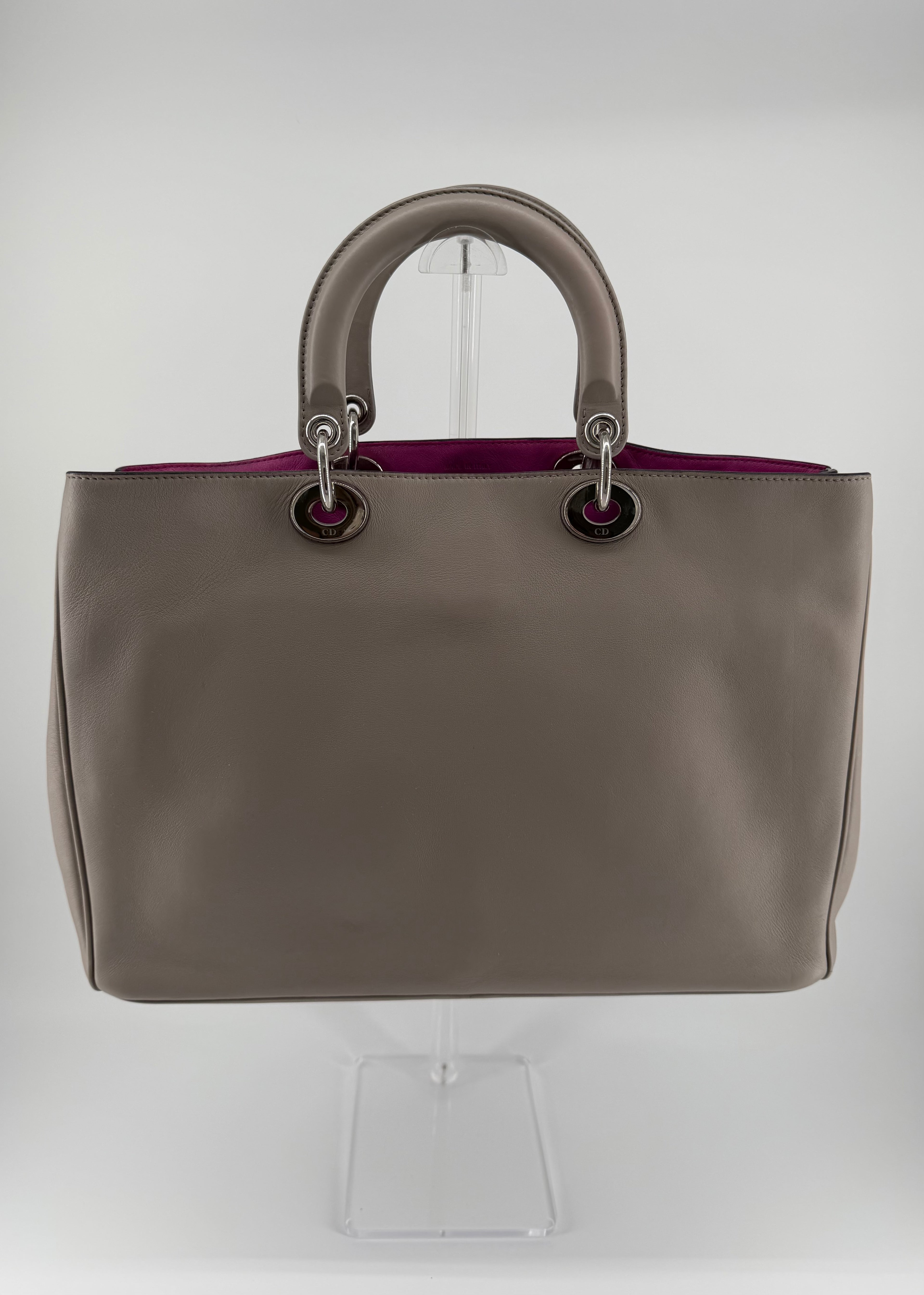 Christian Dior Large Diorissimo Gray Calfskin Tote Bag with Strap & Pouch