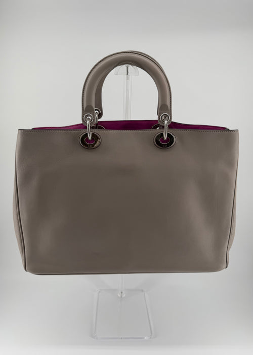 Christian Dior Large Diorissimo Gray Calfskin Tote Bag with Strap & Pouch