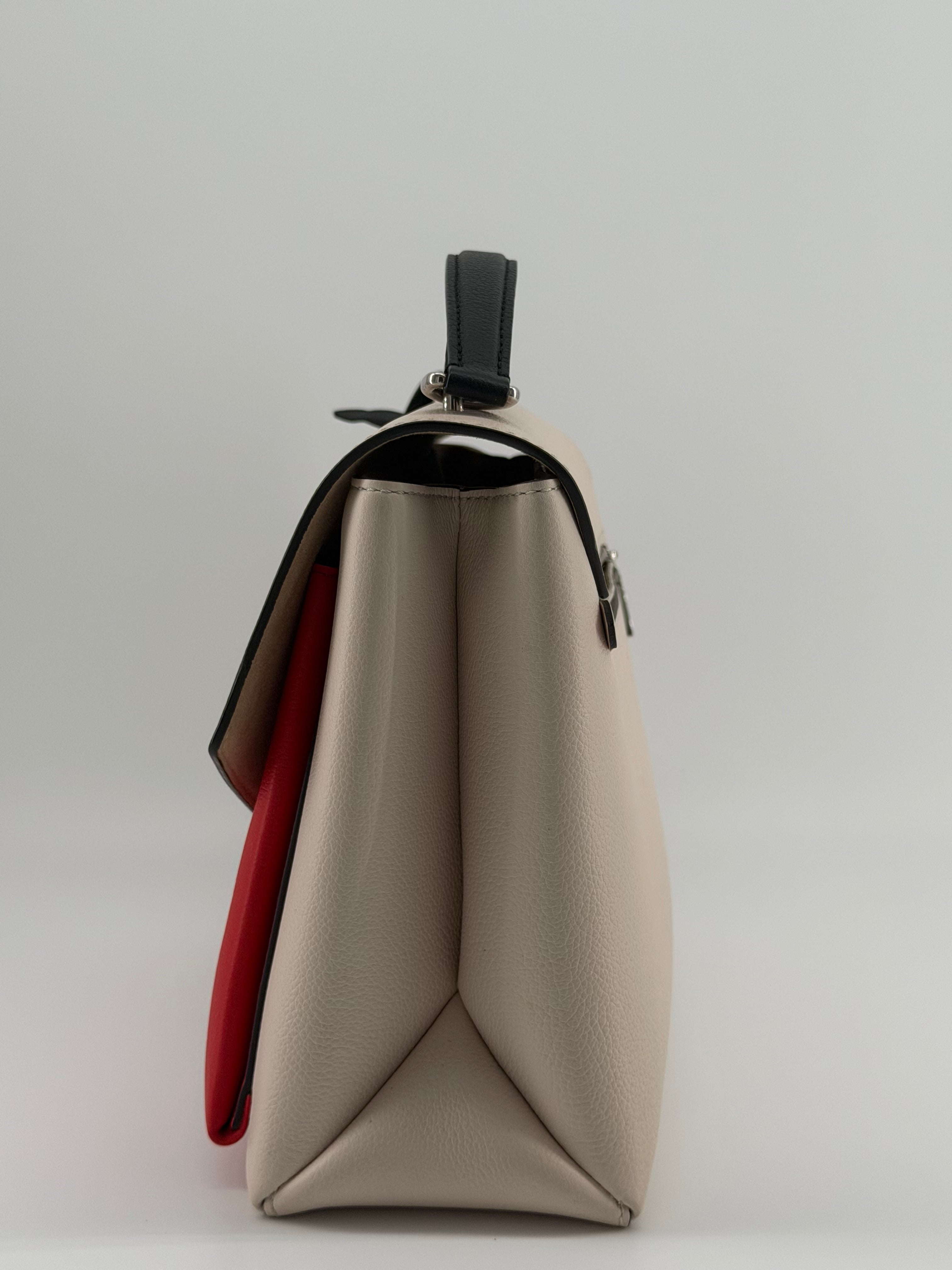 Louis Vuitton Lockme Top Handle Taurillon Leather Shoulder Bag | Crème & Coquelicot Red | 2020