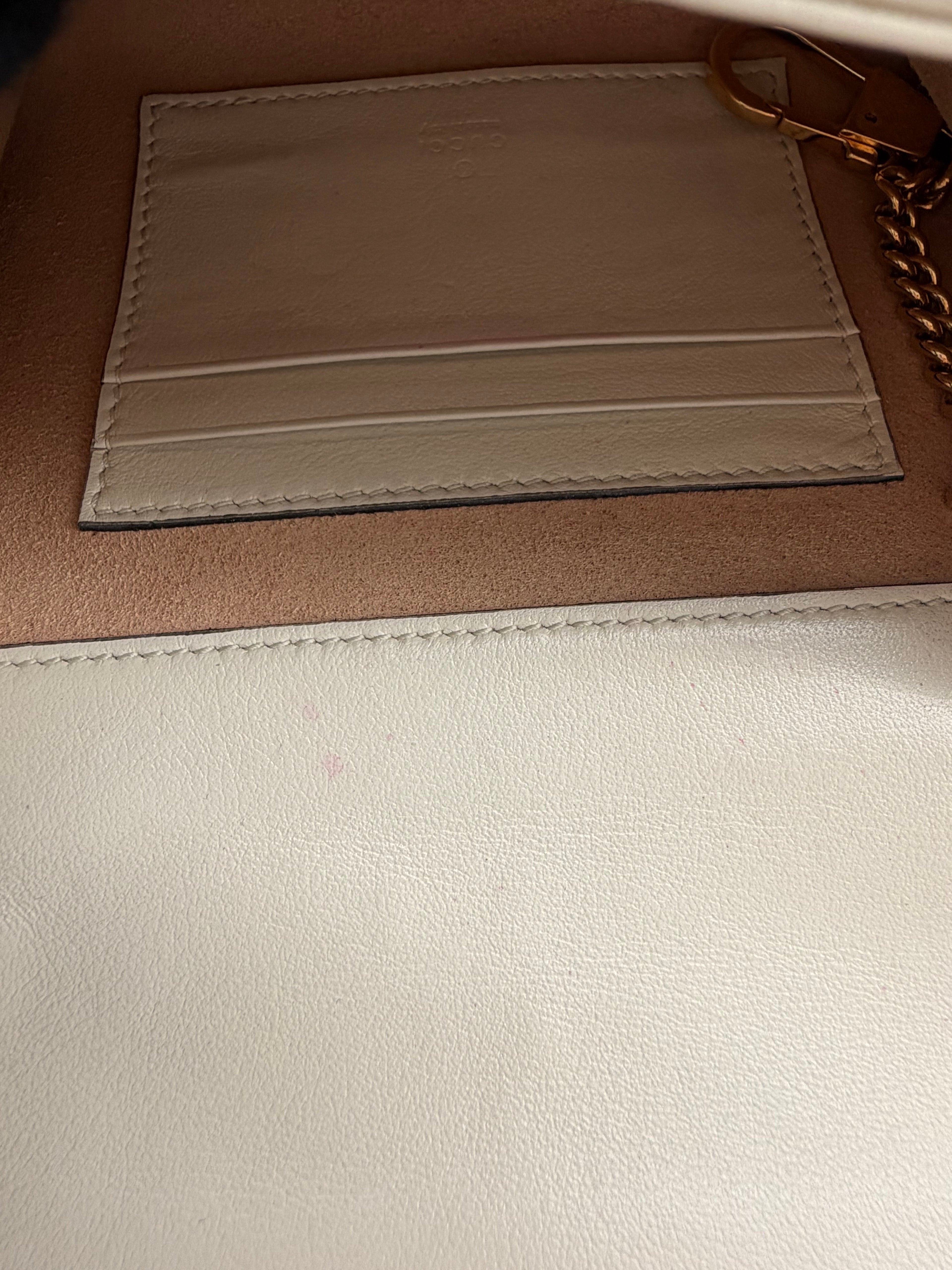 Gucci Rajah Ivory Leather Chain Wallet Crossbody with Web Stripe & Tiger Head