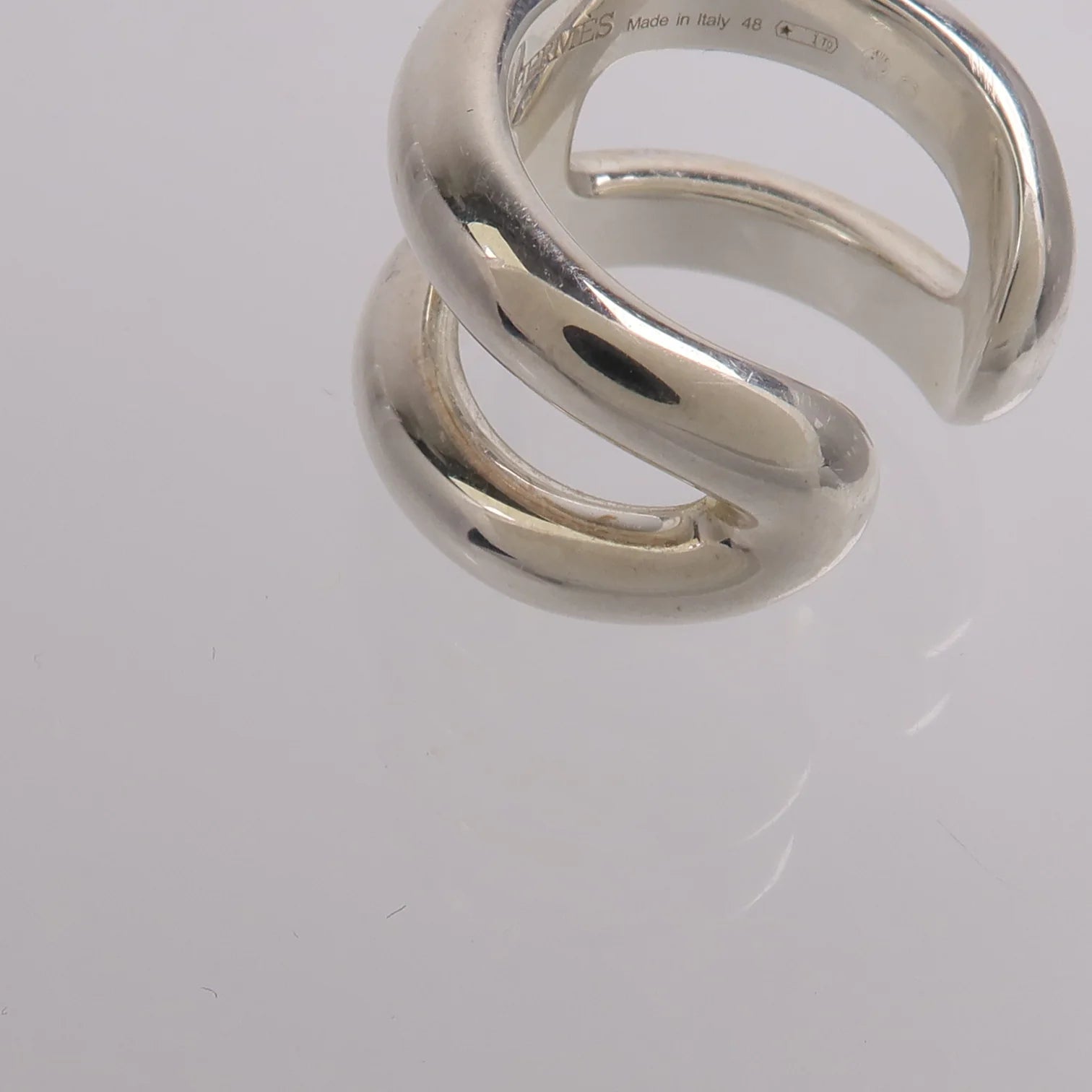 Hermès Osmose Small Model Sterling Silver Ring Size 48