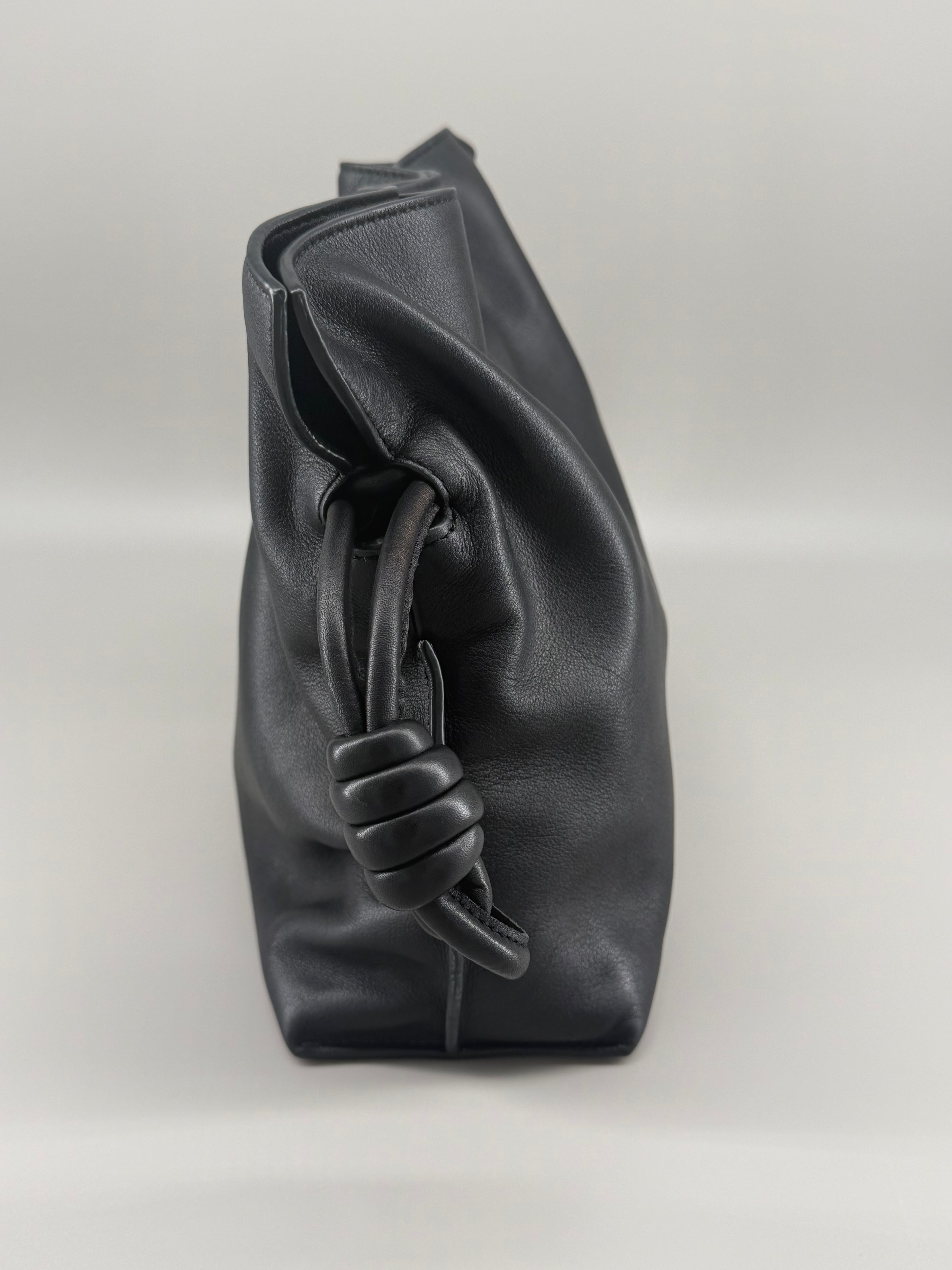LOEWE Black Leather Flamenco Bag with 2 Way LOEWE Jacquard Strap and Leather