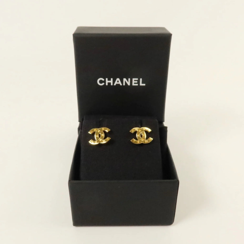 Chanel CC Gold-Tone Stud Earrings - Brand New Full Set